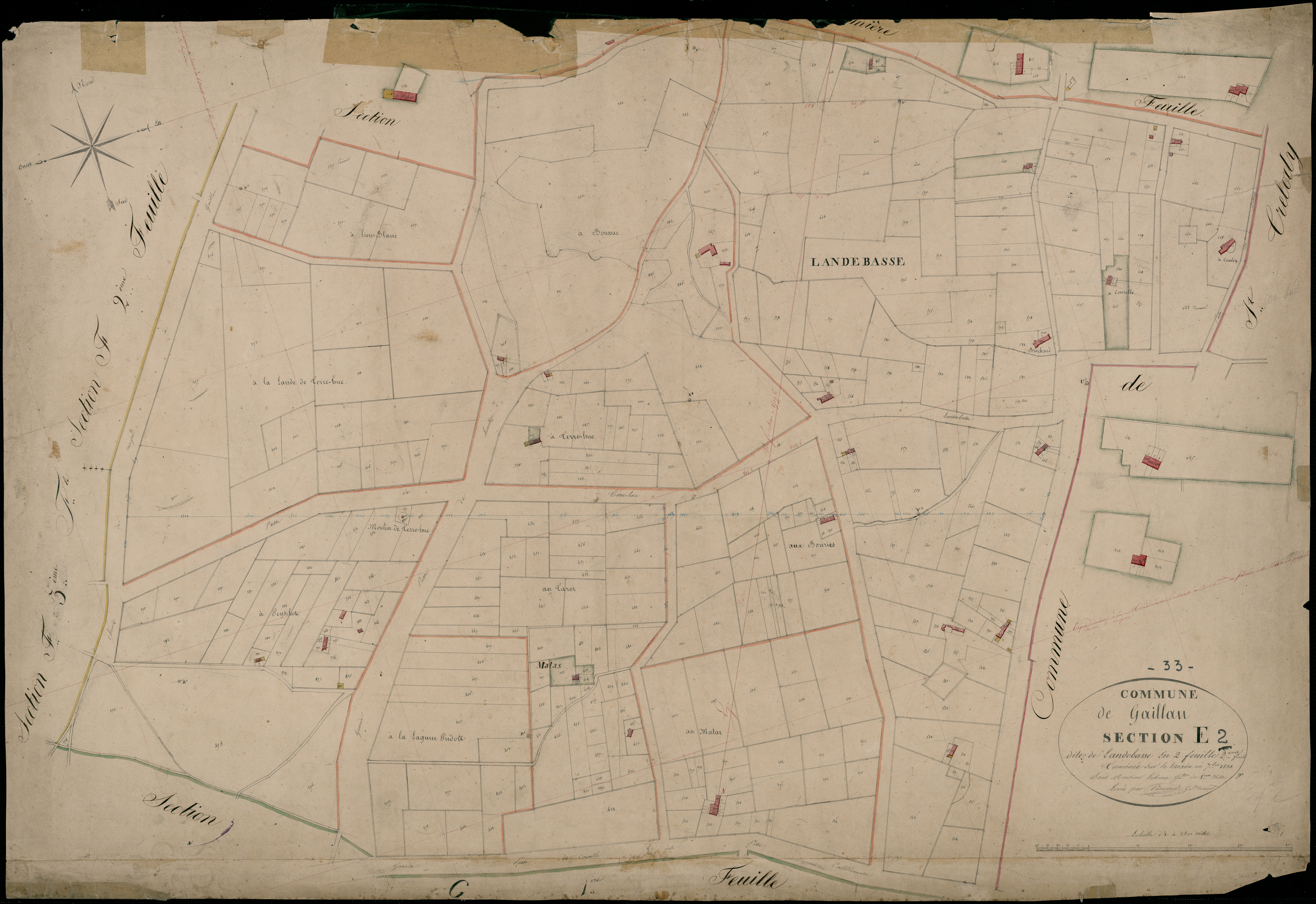 Gaillan-en-Médoc - -Section E feuille 2 : Landebasse
