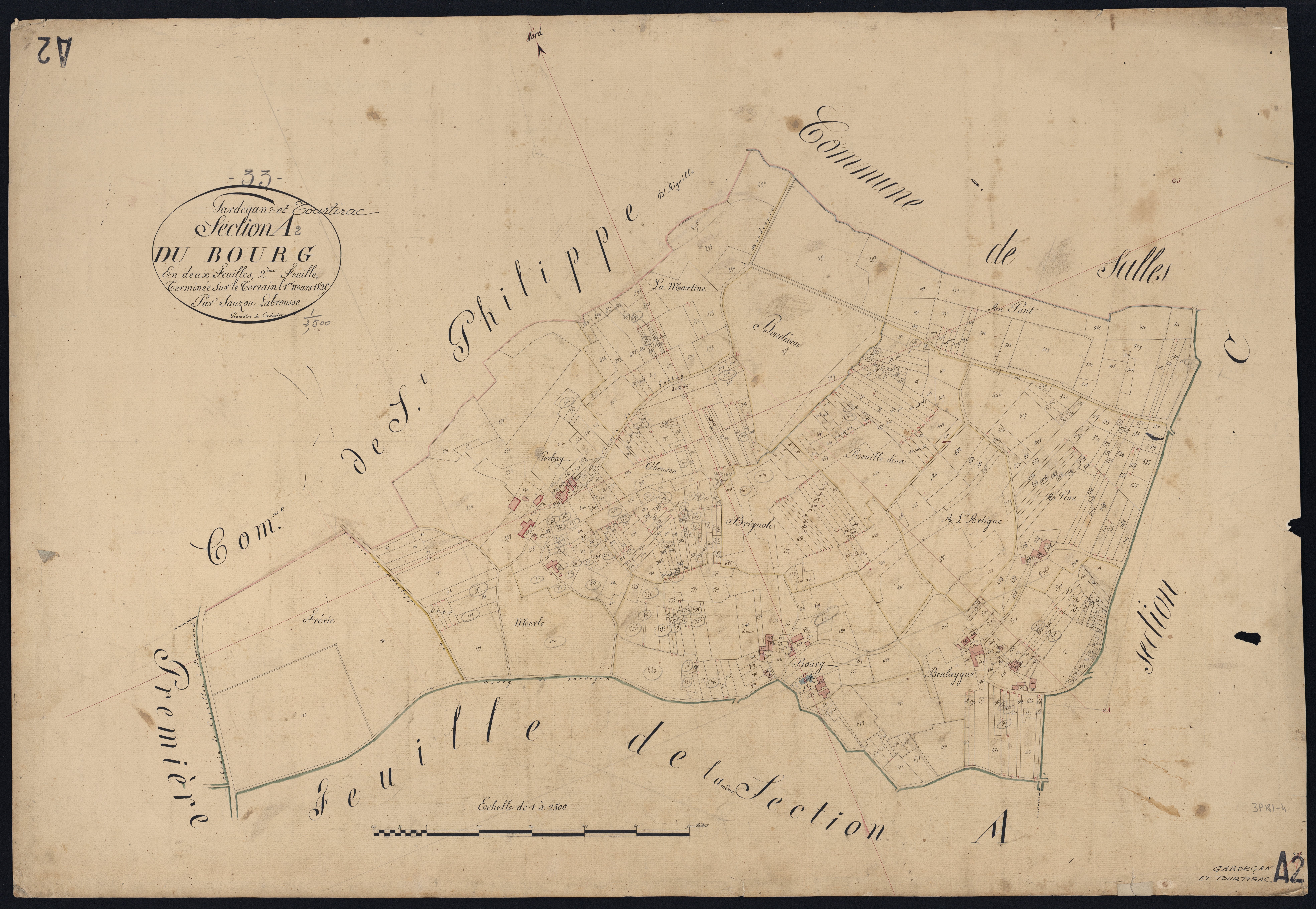 Gardegan-et-Tourtirac - -Section A feuille 2 : Le Bourg