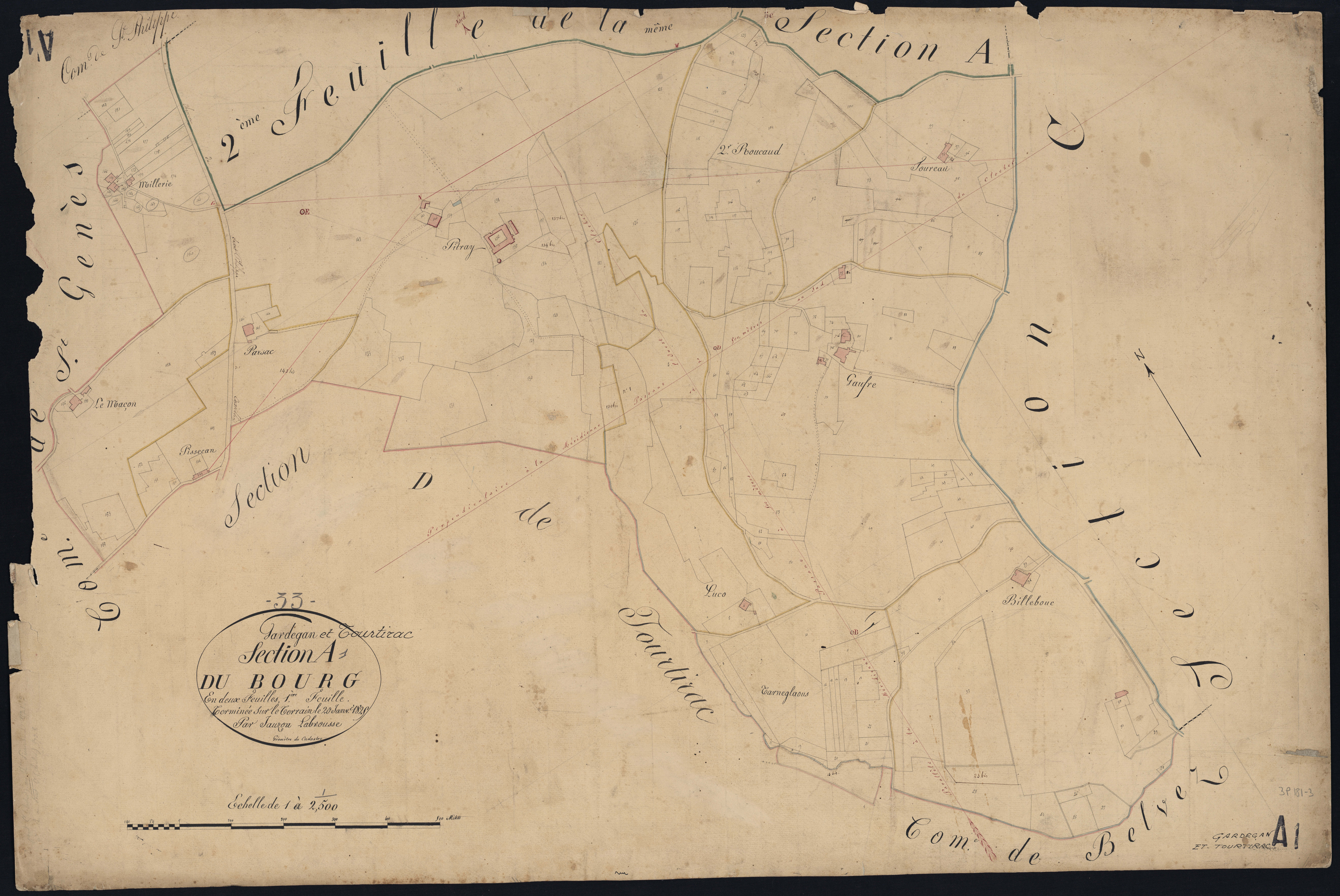 Gardegan-et-Tourtirac - -Section A feuille 1 : Le Bourg