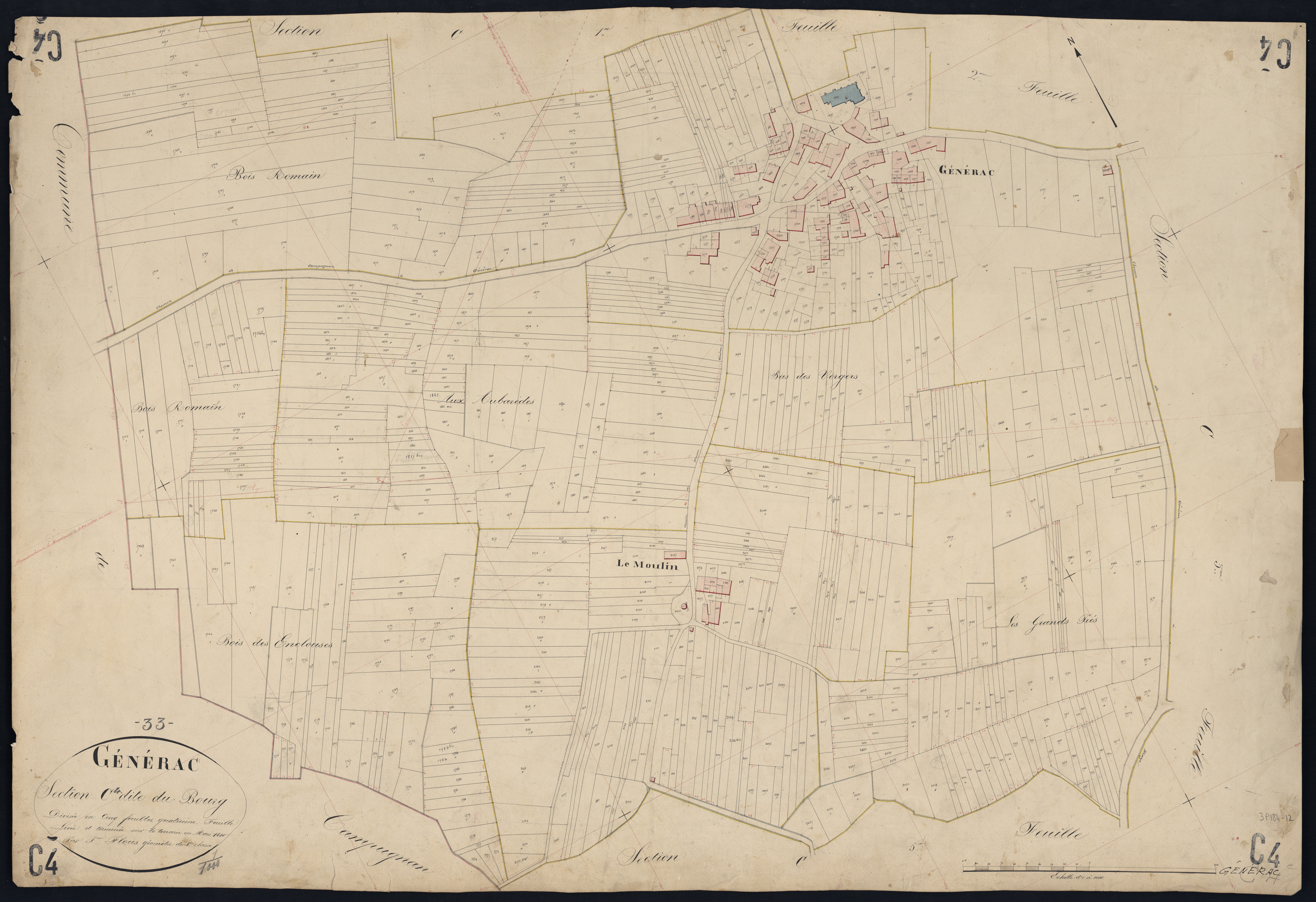 Générac - -Section C feuille 4 : Le Bourg