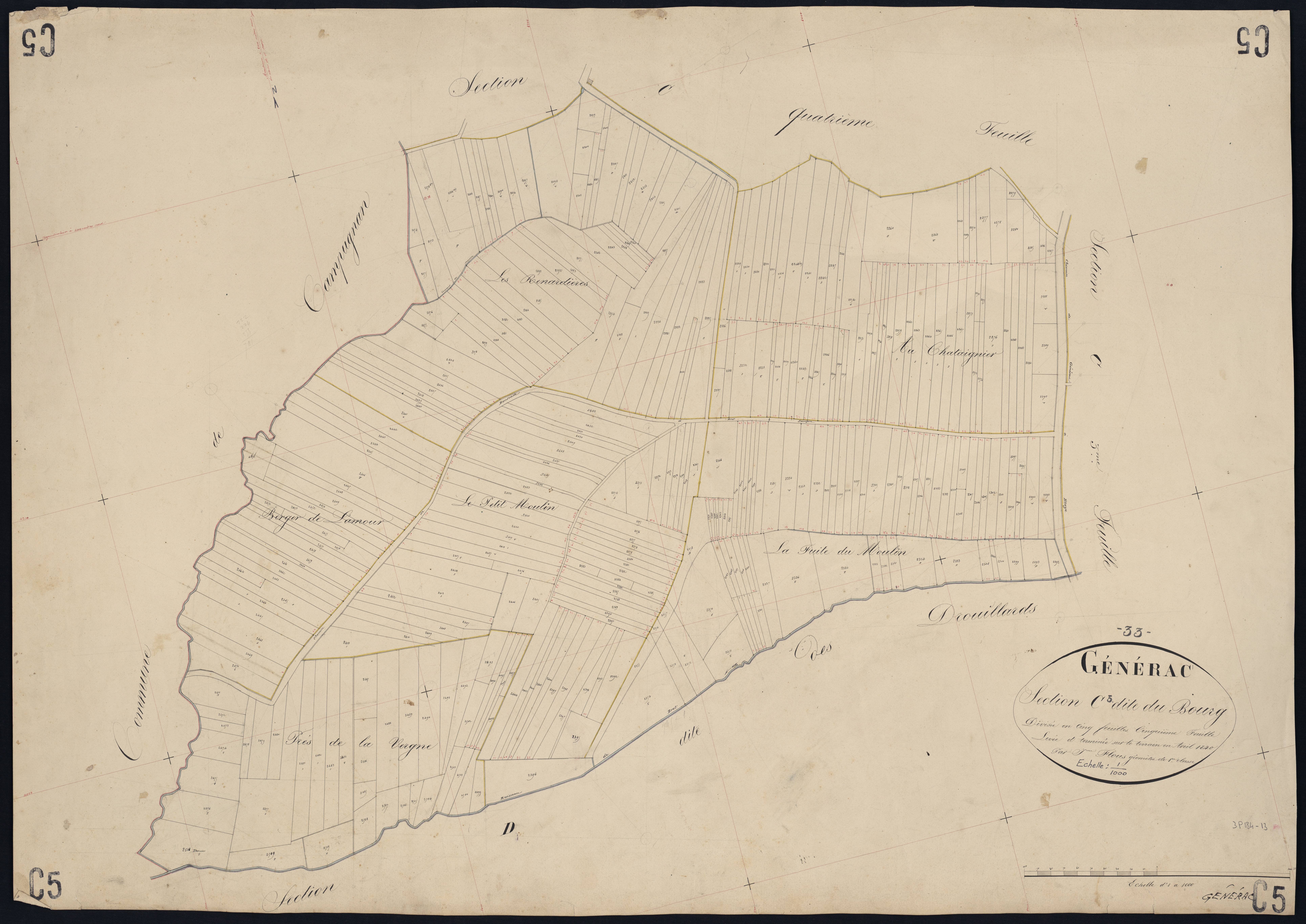 Générac - -Section C feuille 5 : Le Bourg