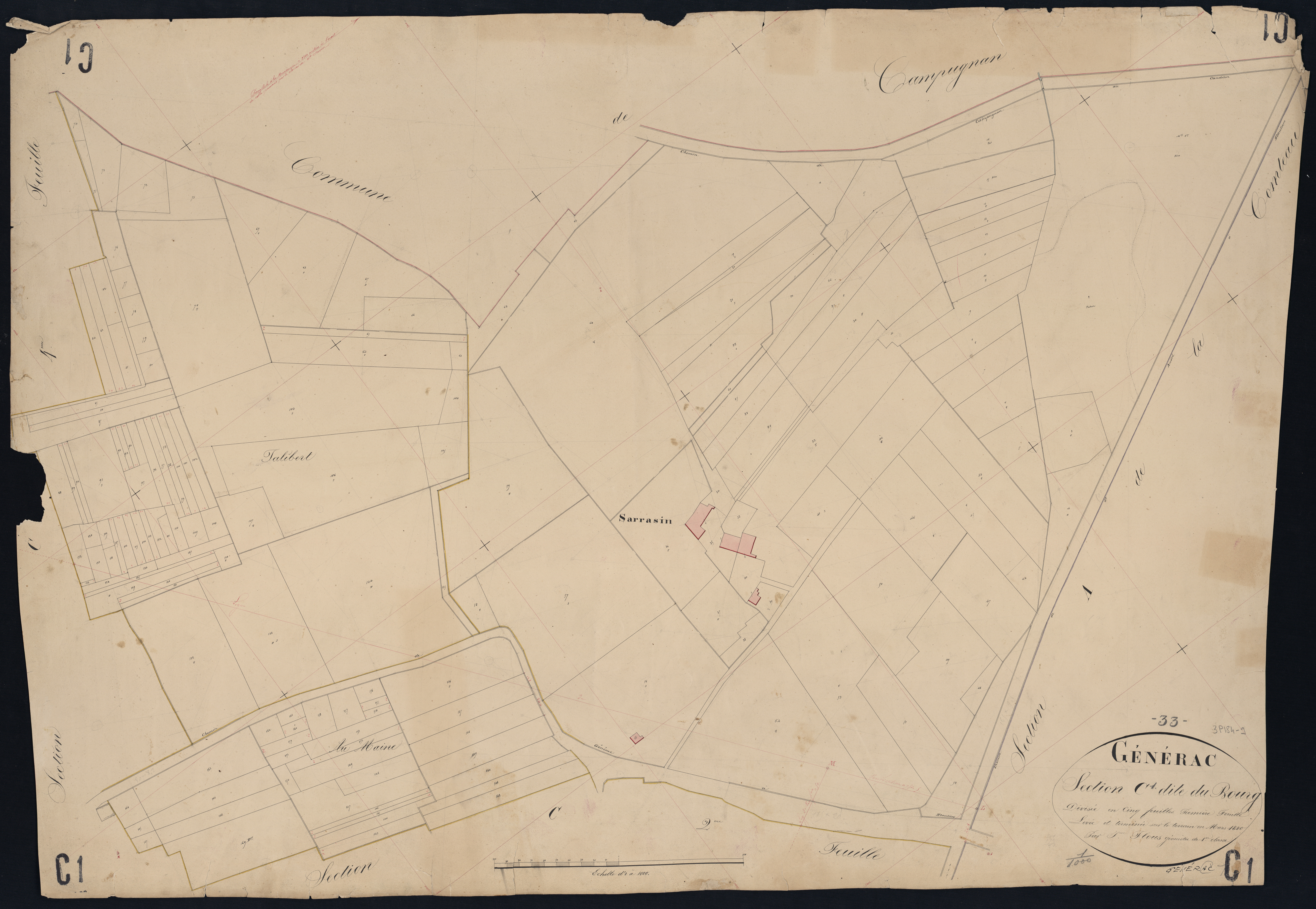 Générac - -Section C feuille 1 : Le Bourg
