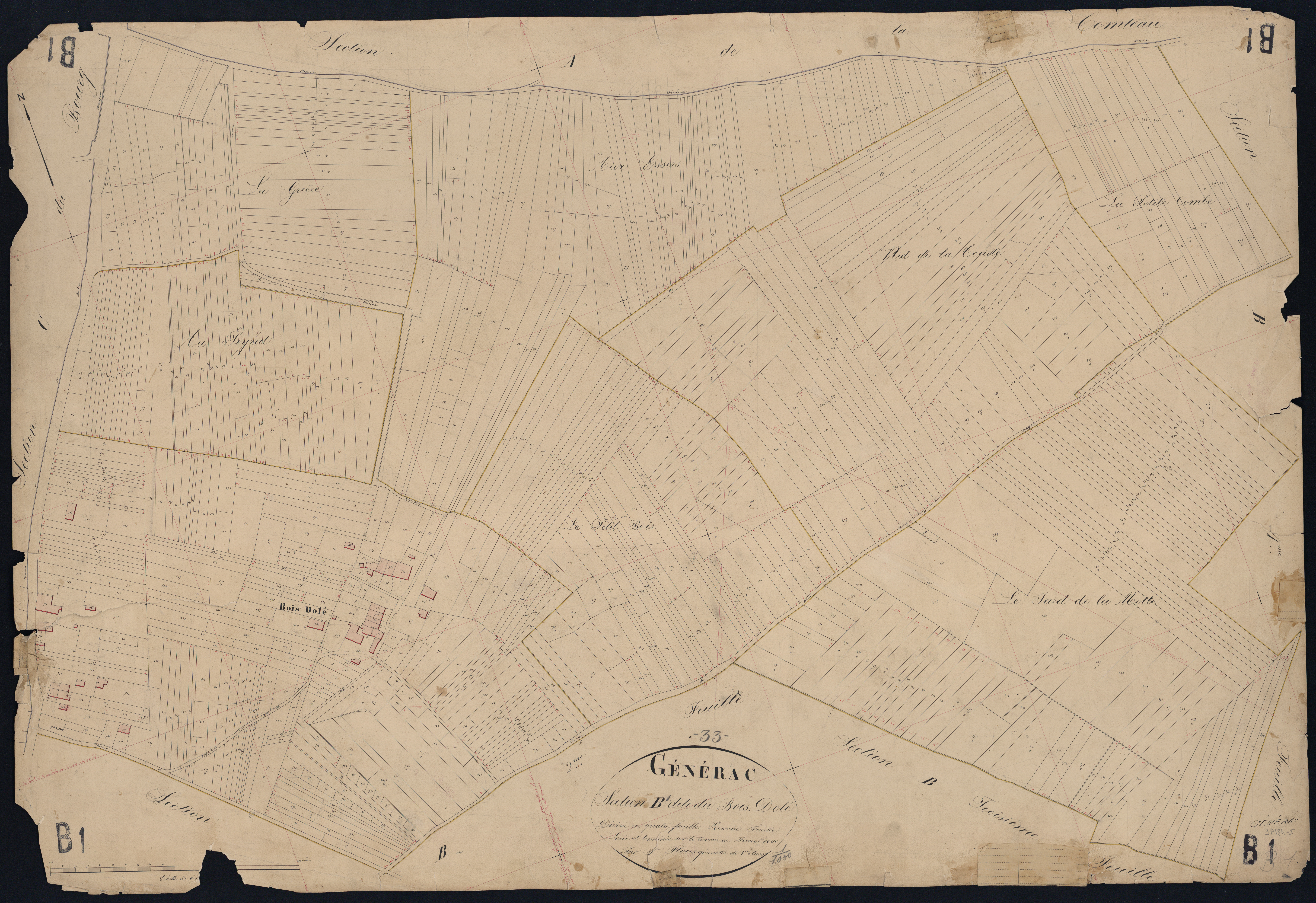Générac - -Section B feuille 1 : Le Bois-Dolé