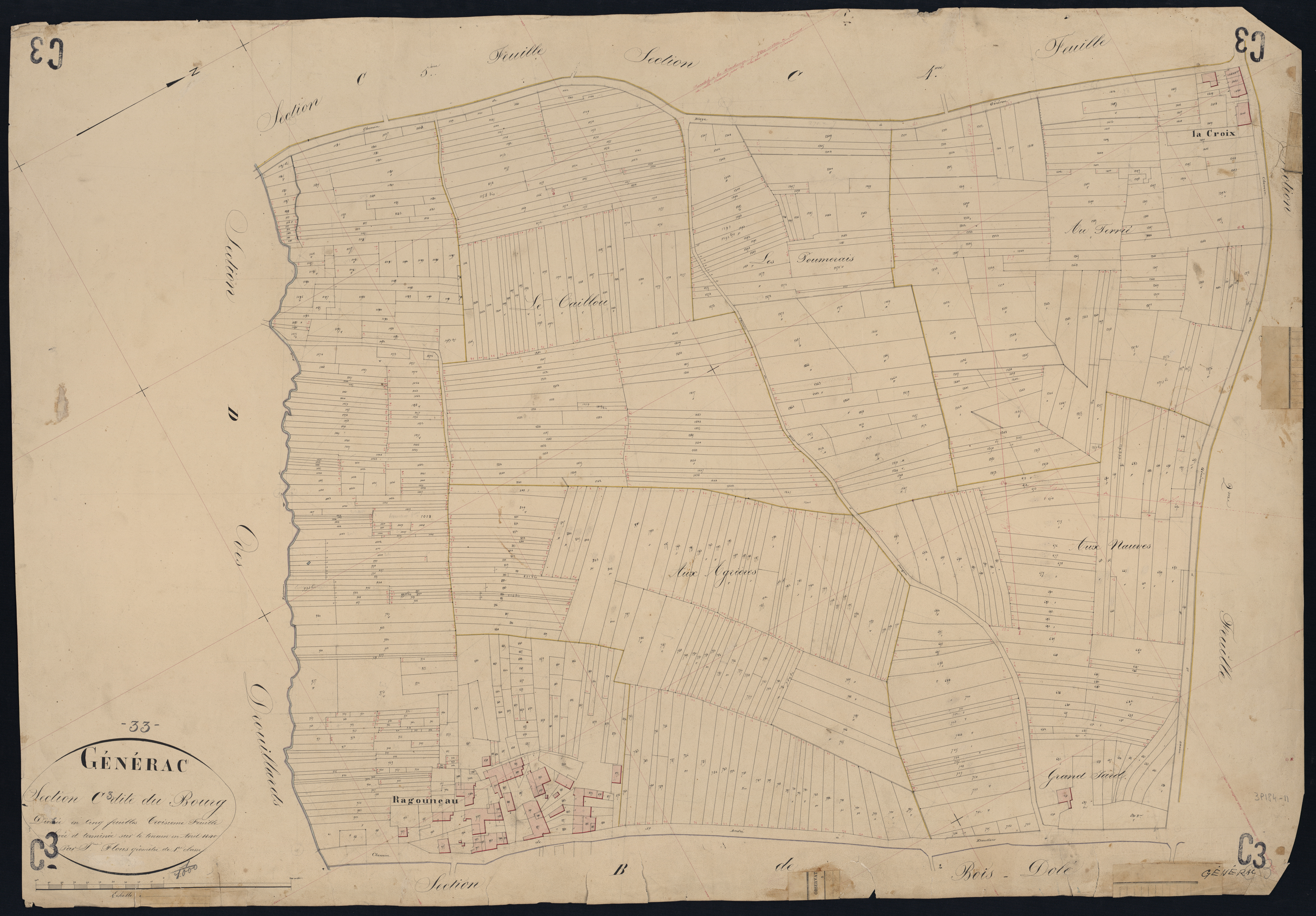 Générac - -Section C feuille 3 : Le Bourg