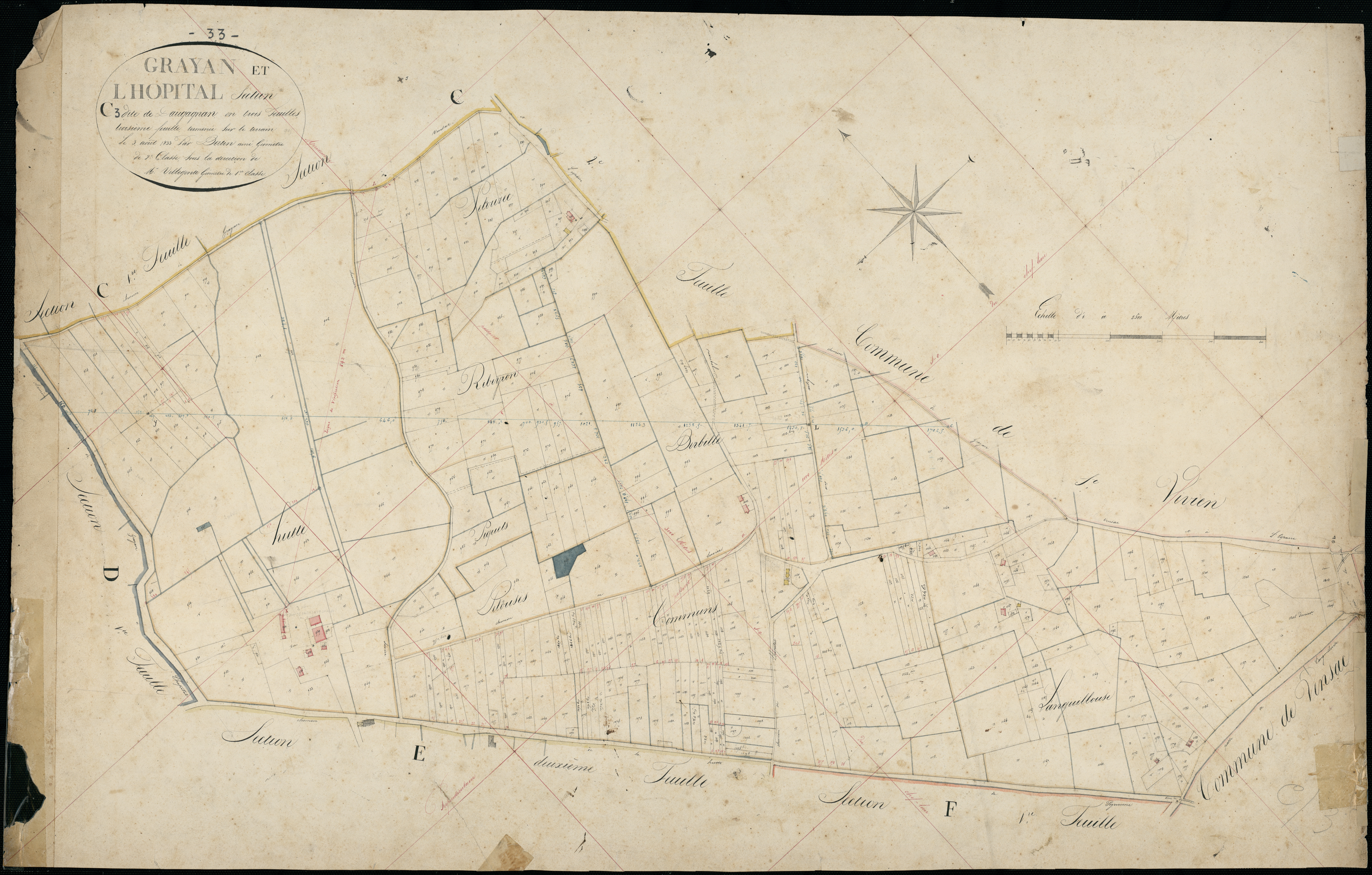 Grayan-et-l'Hôpital - -Section C feuille 3 : Daugagnan