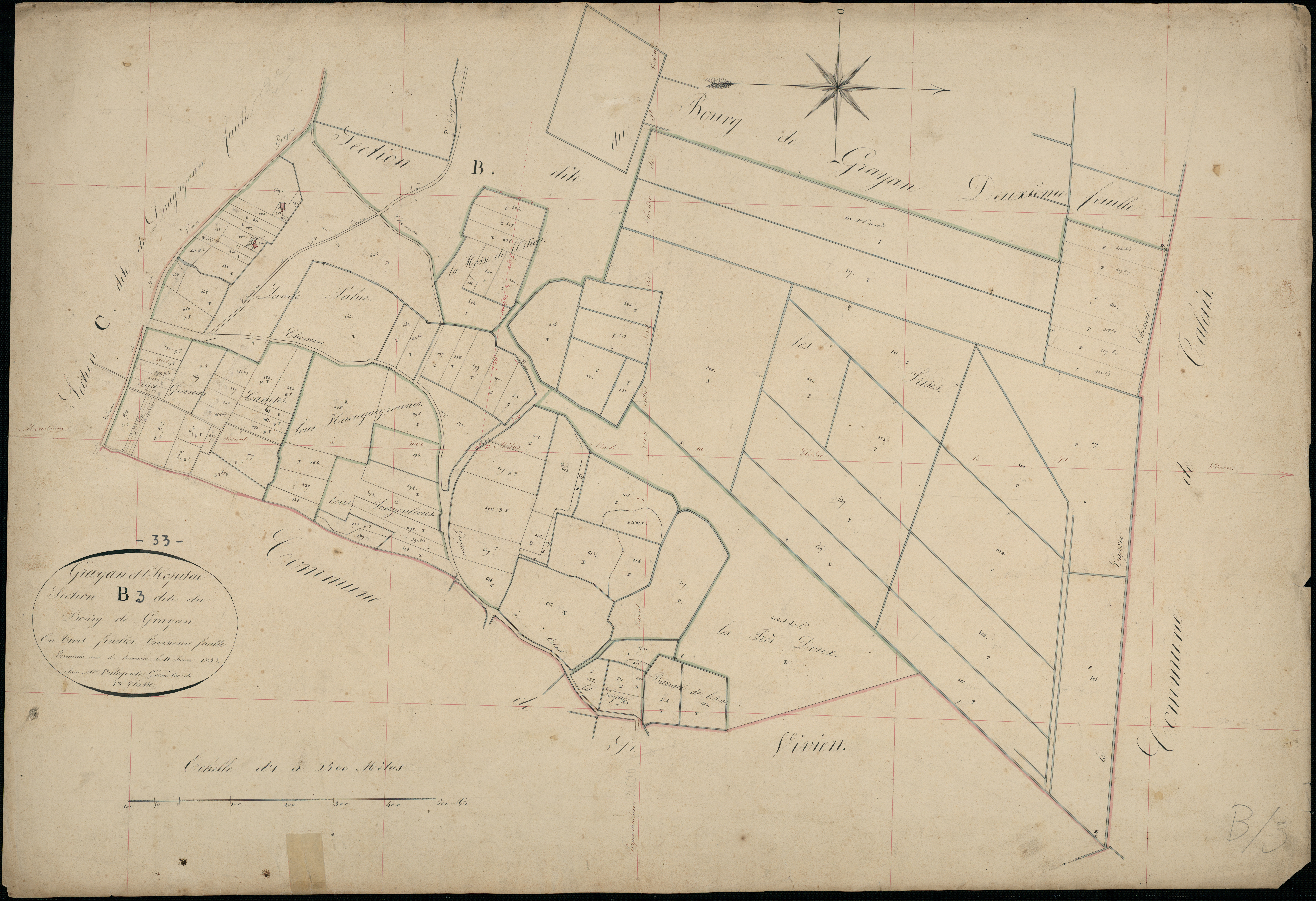 Grayan-et-l'Hôpital - -Section B feuille 3 : Bourg-de-Grayan