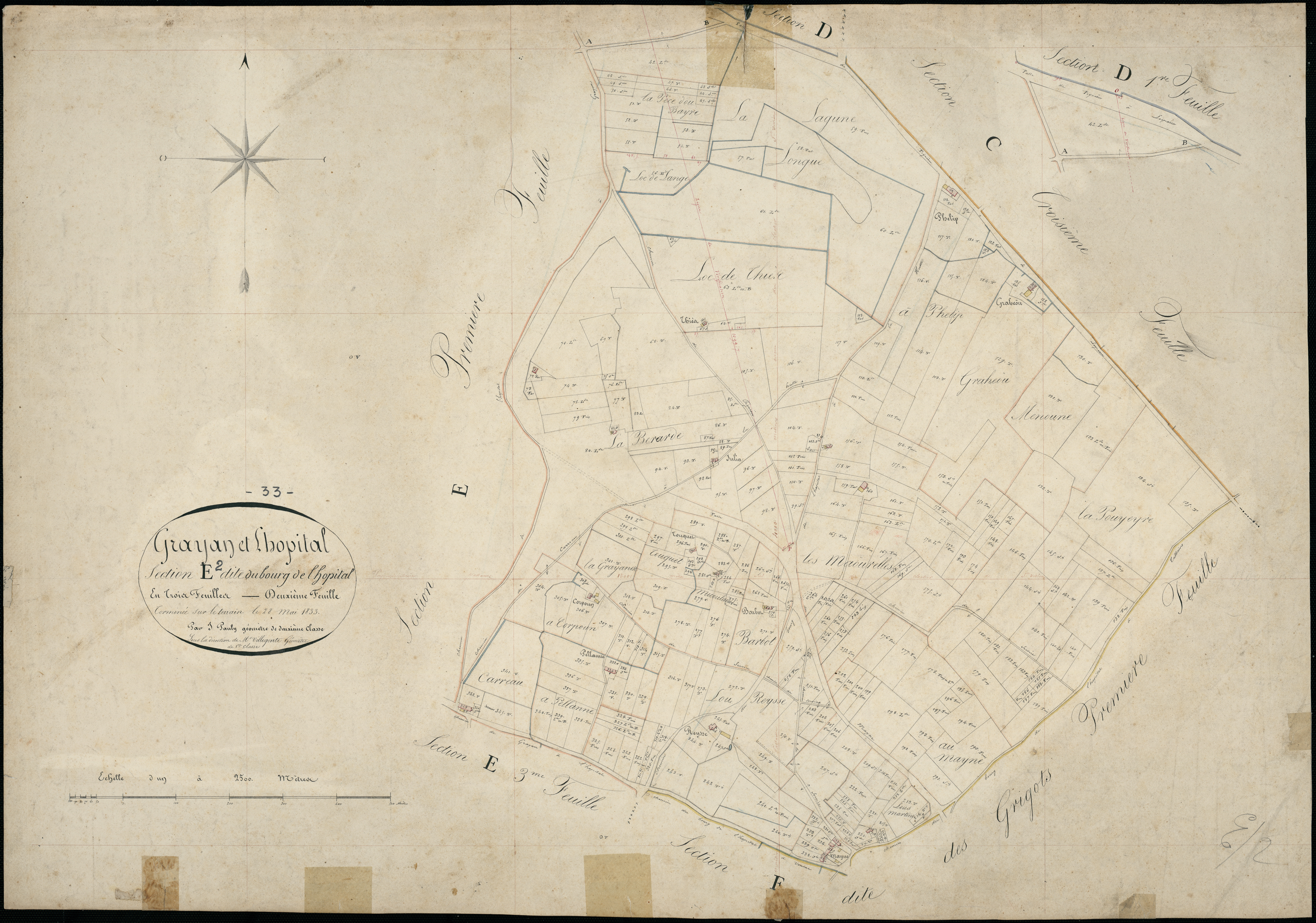 Grayan-et-l'Hôpital - -Section E feuille 2 : Bourg-de-L'Hôpital