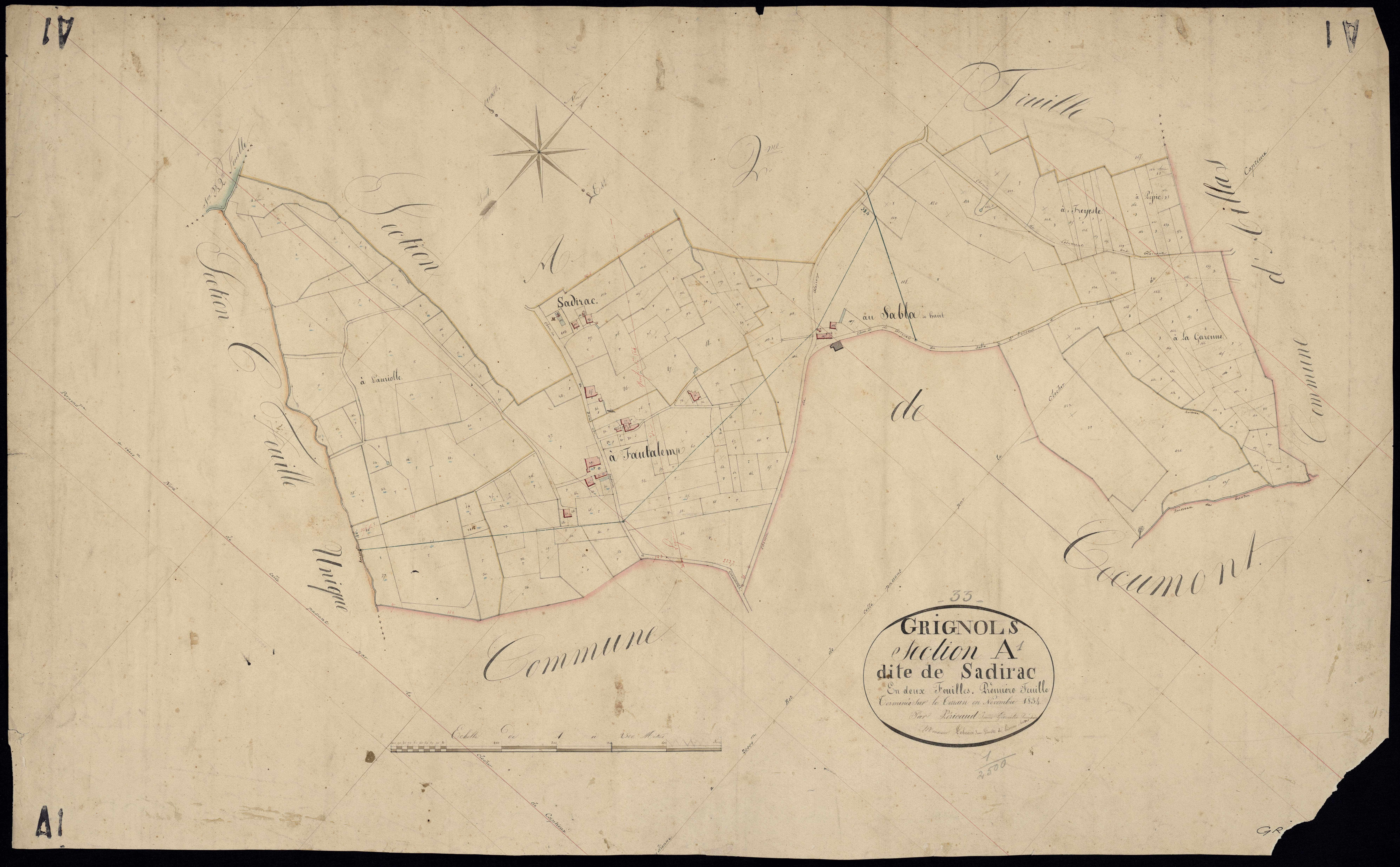 Grignols - -Section A feuille 1 : Sadirac