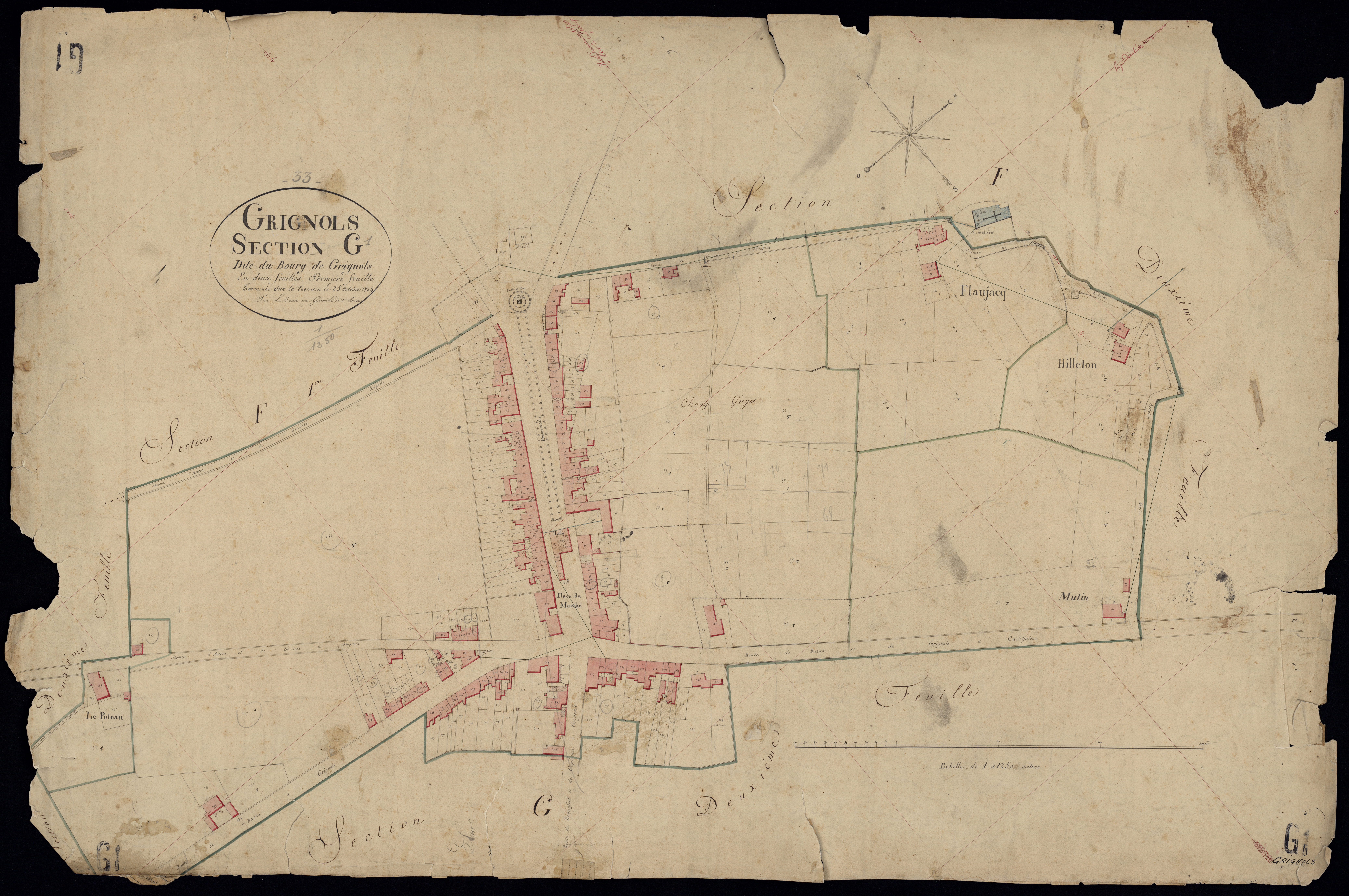 Grignols - -Section G feuille 1 : Le Bourg