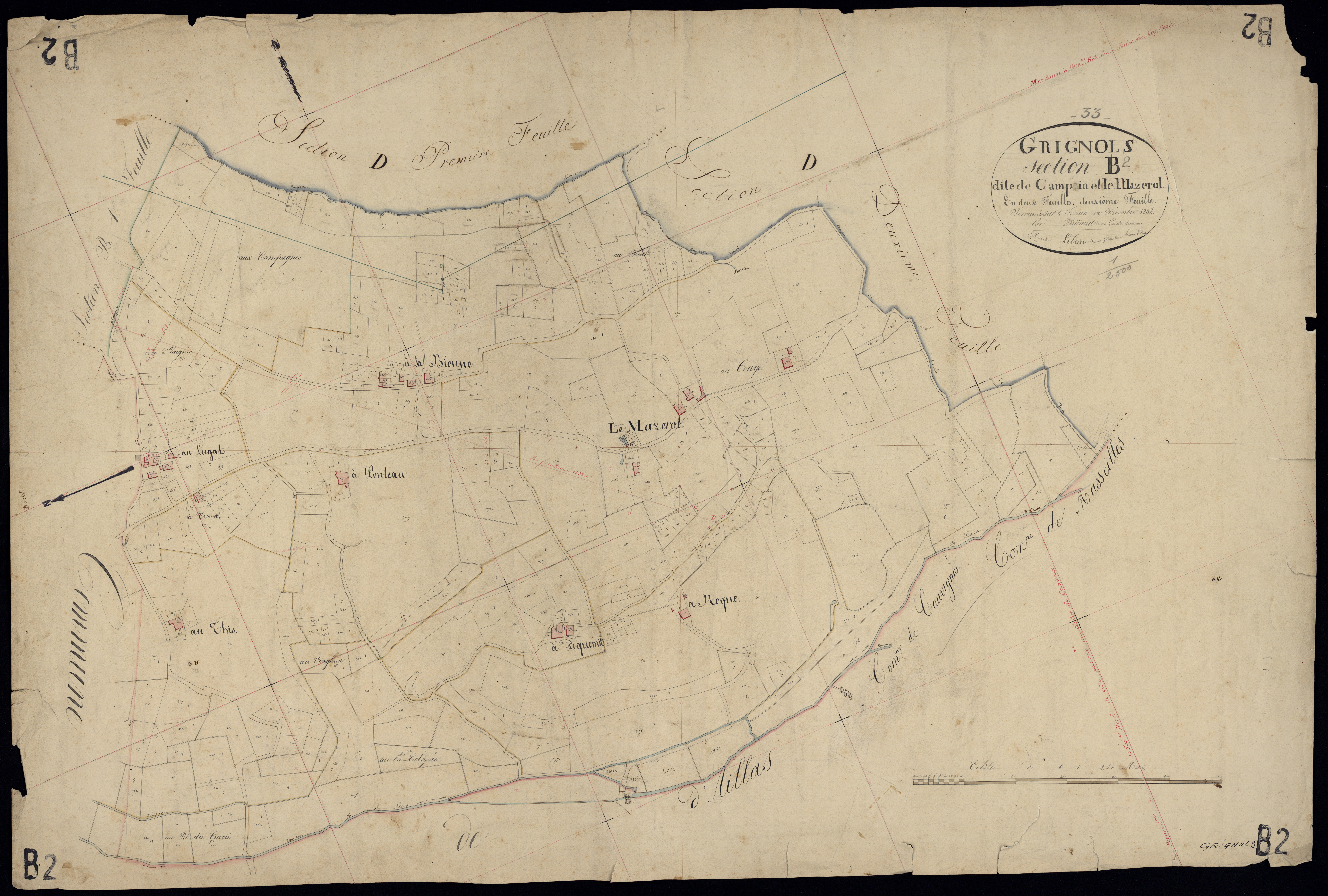 Grignols - -Section B feuille 2 : Le Campin et Mazerol