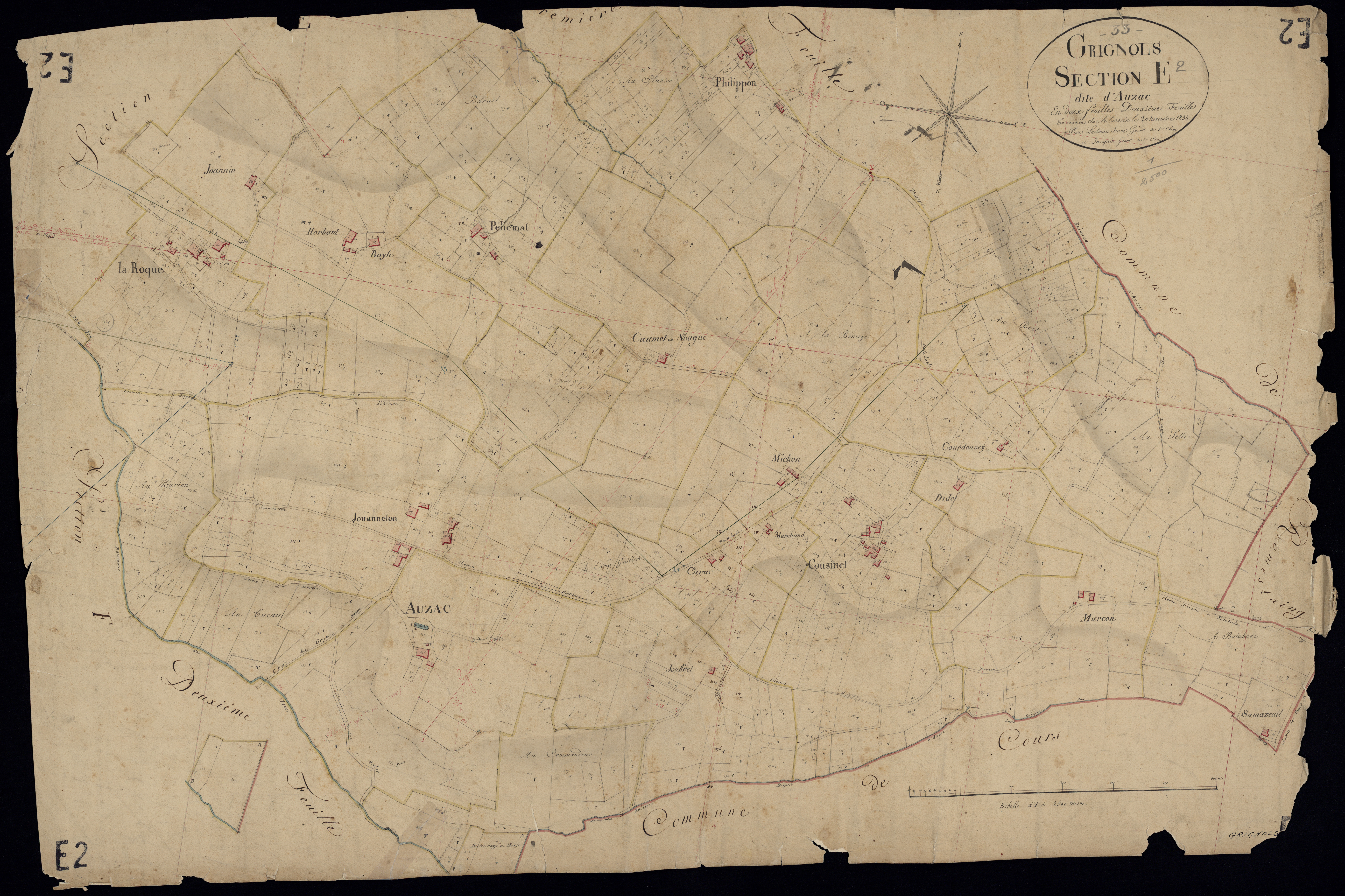 Grignols - -Section E feuille 2 : Auzac