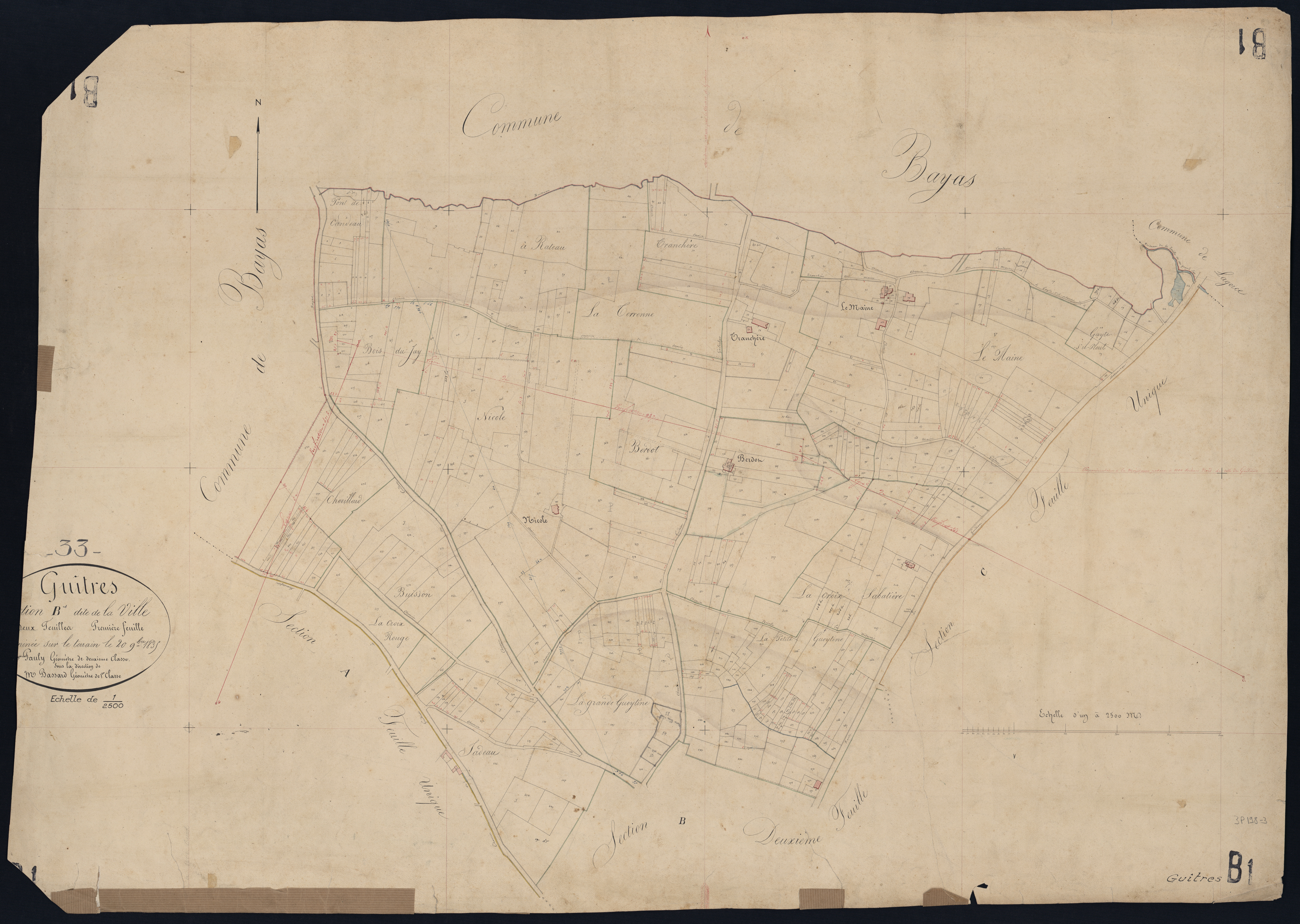 Guîtres - -Section B feuille 1 : La Ville