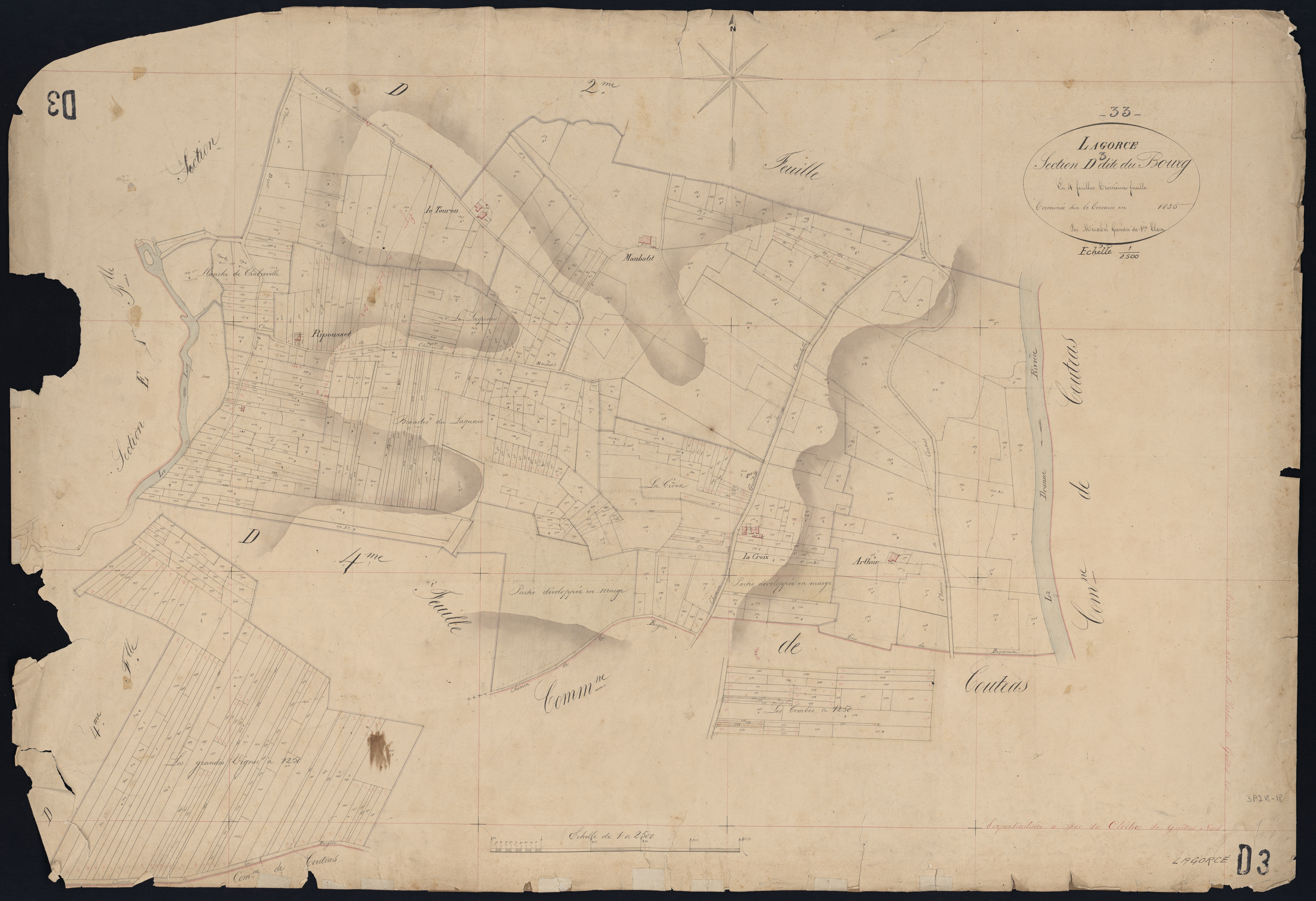 Lagorce - -Section D feuille 3 : Le Bourg