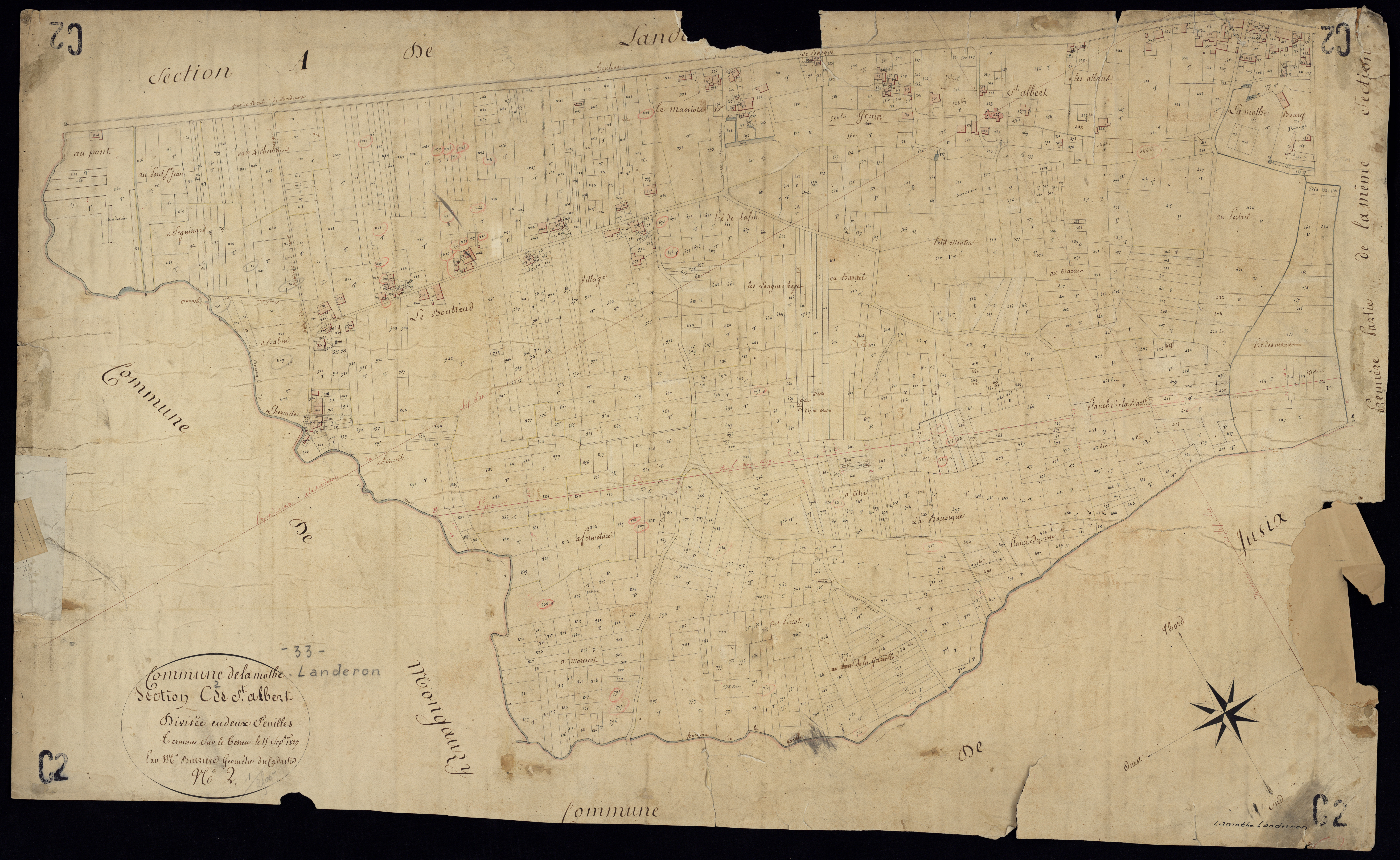 Lamothe-Landerron - -Section C feuille 2 : Saint-Albert