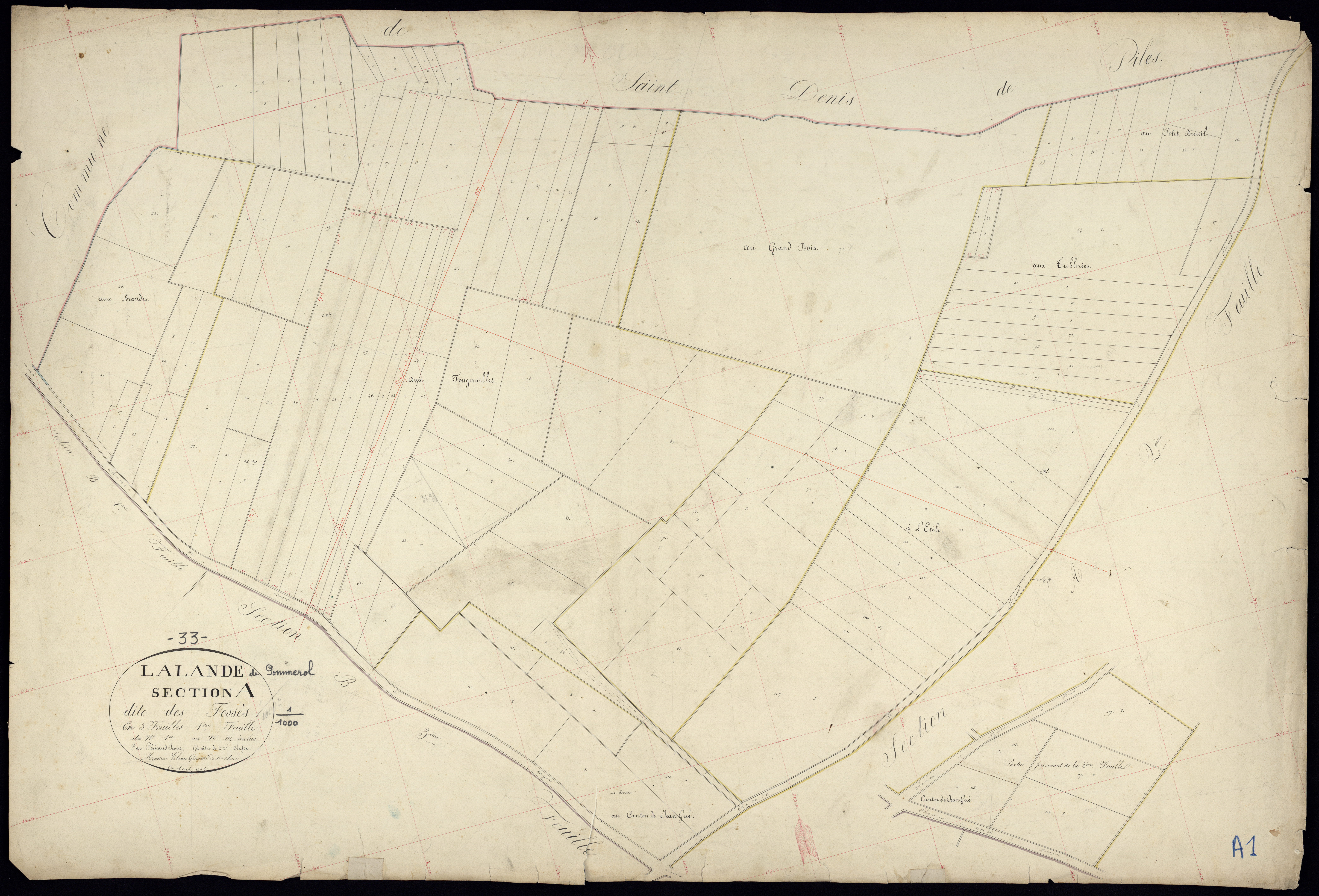 Lalande-de-Pomerol - -Section A feuille 1 : Les Fossés