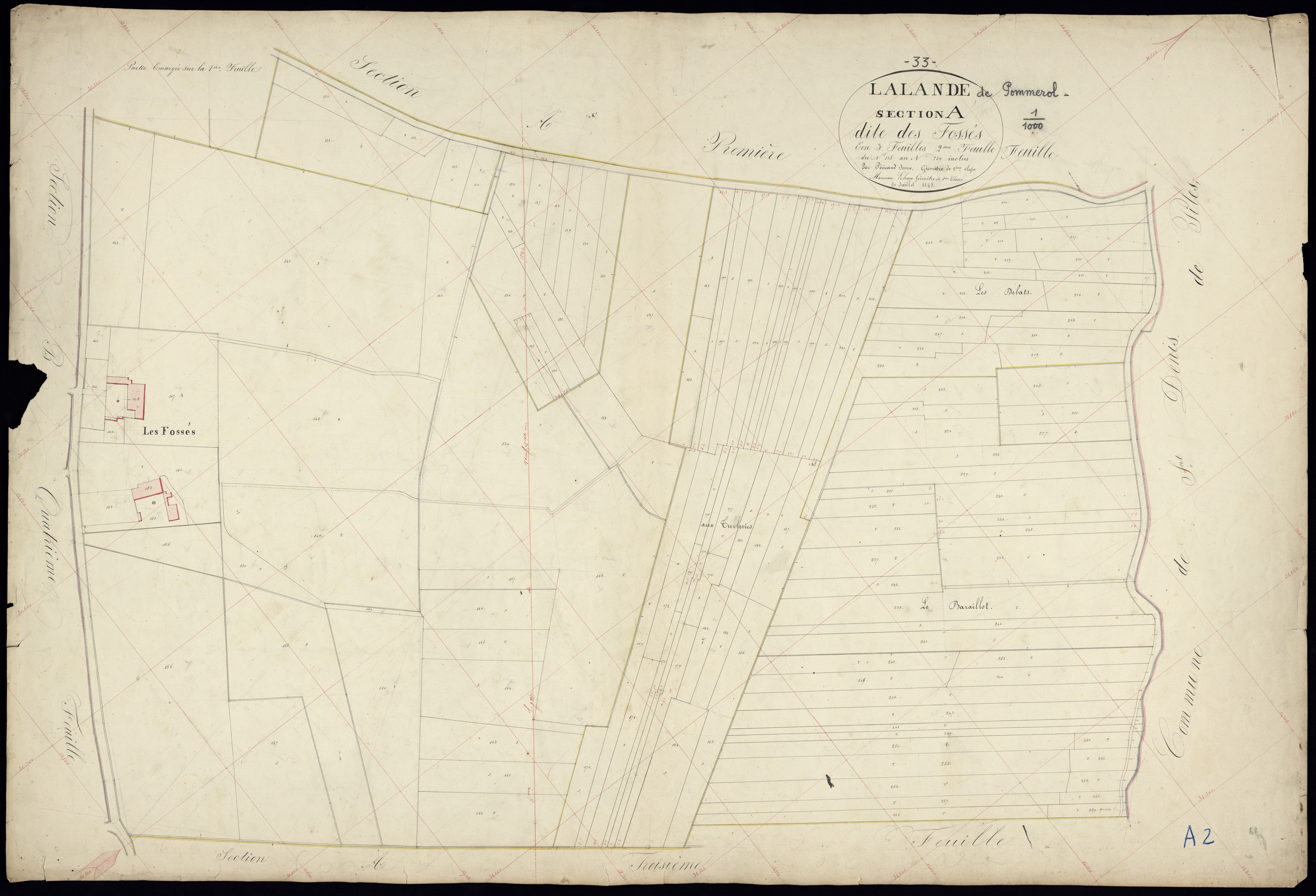 Lalande-de-Pomerol - -Section A feuille 2 : Les Fossés