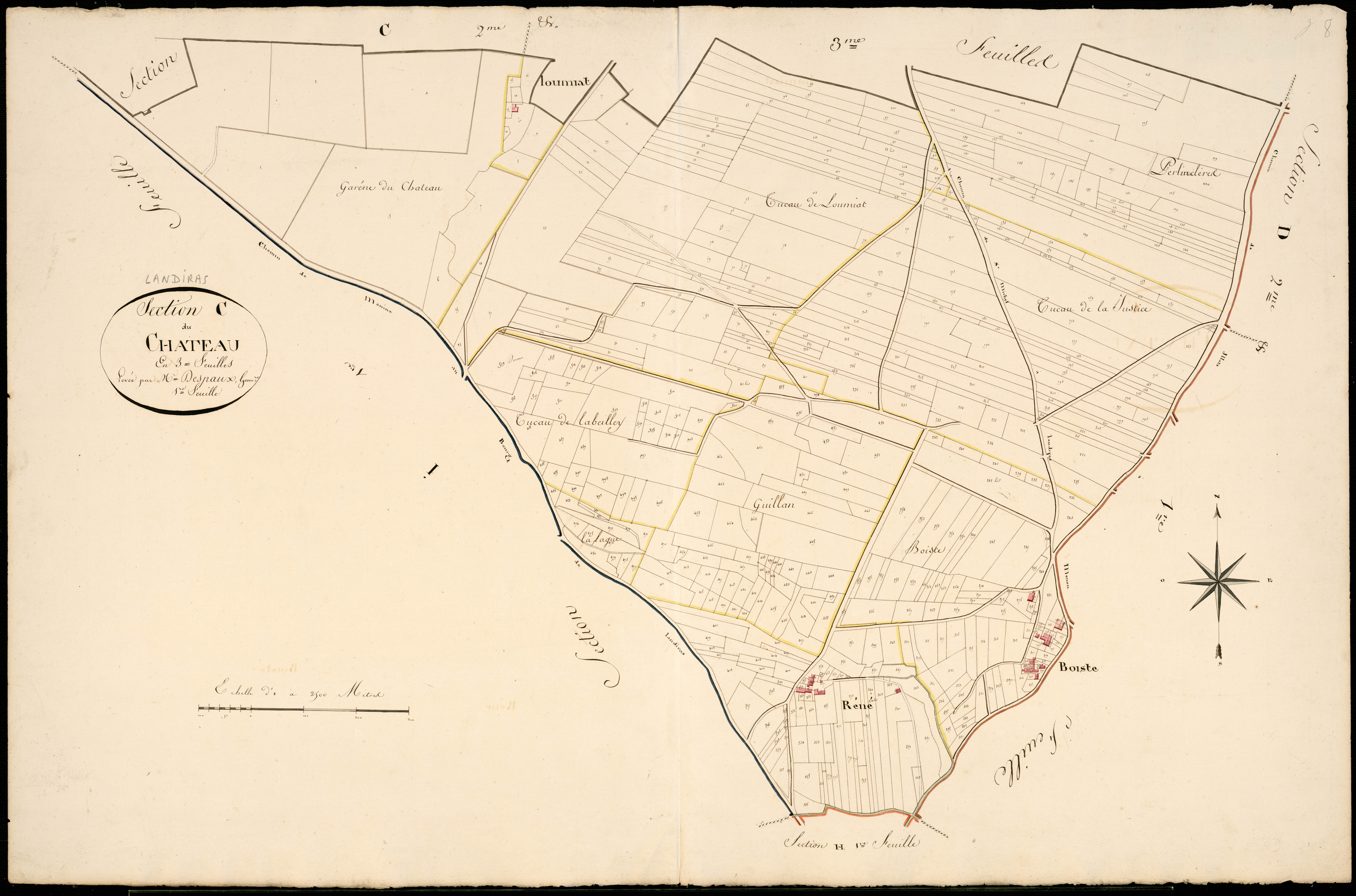 Landiras - -Section C feuille 1 : Le Château