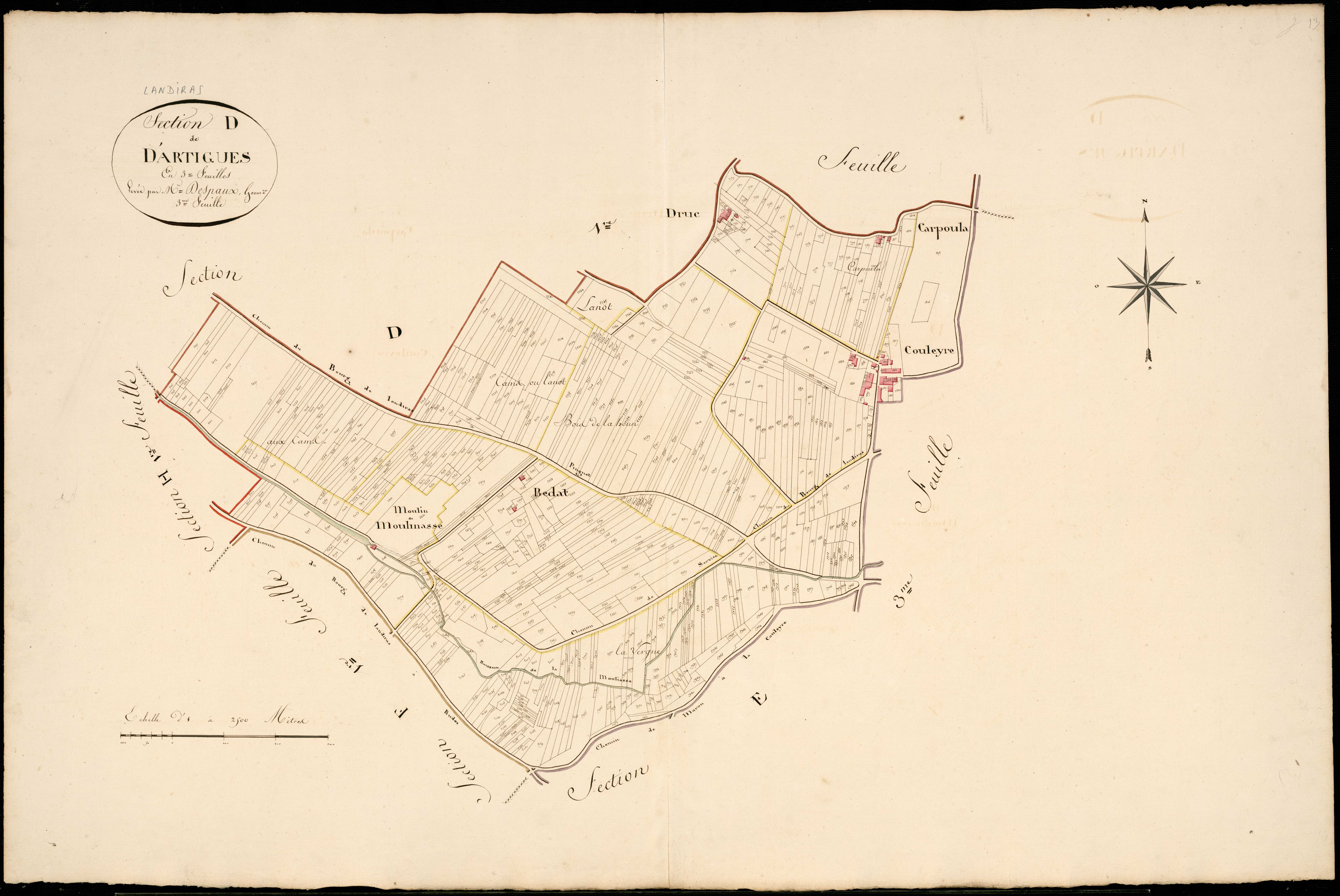 Landiras - -Section D feuille 3 : Artigues