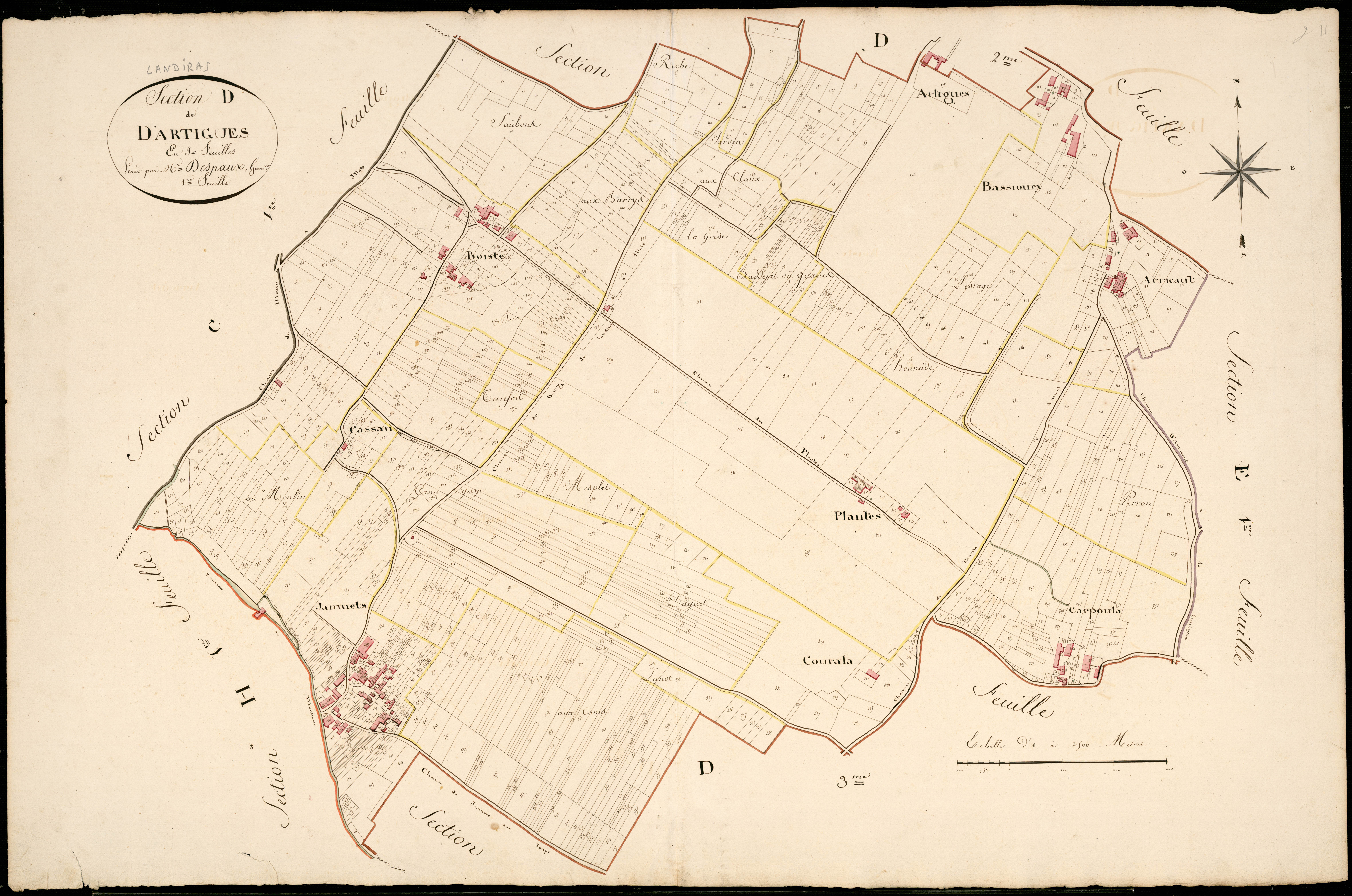 Landiras - -Section D feuille 1 : Artigues