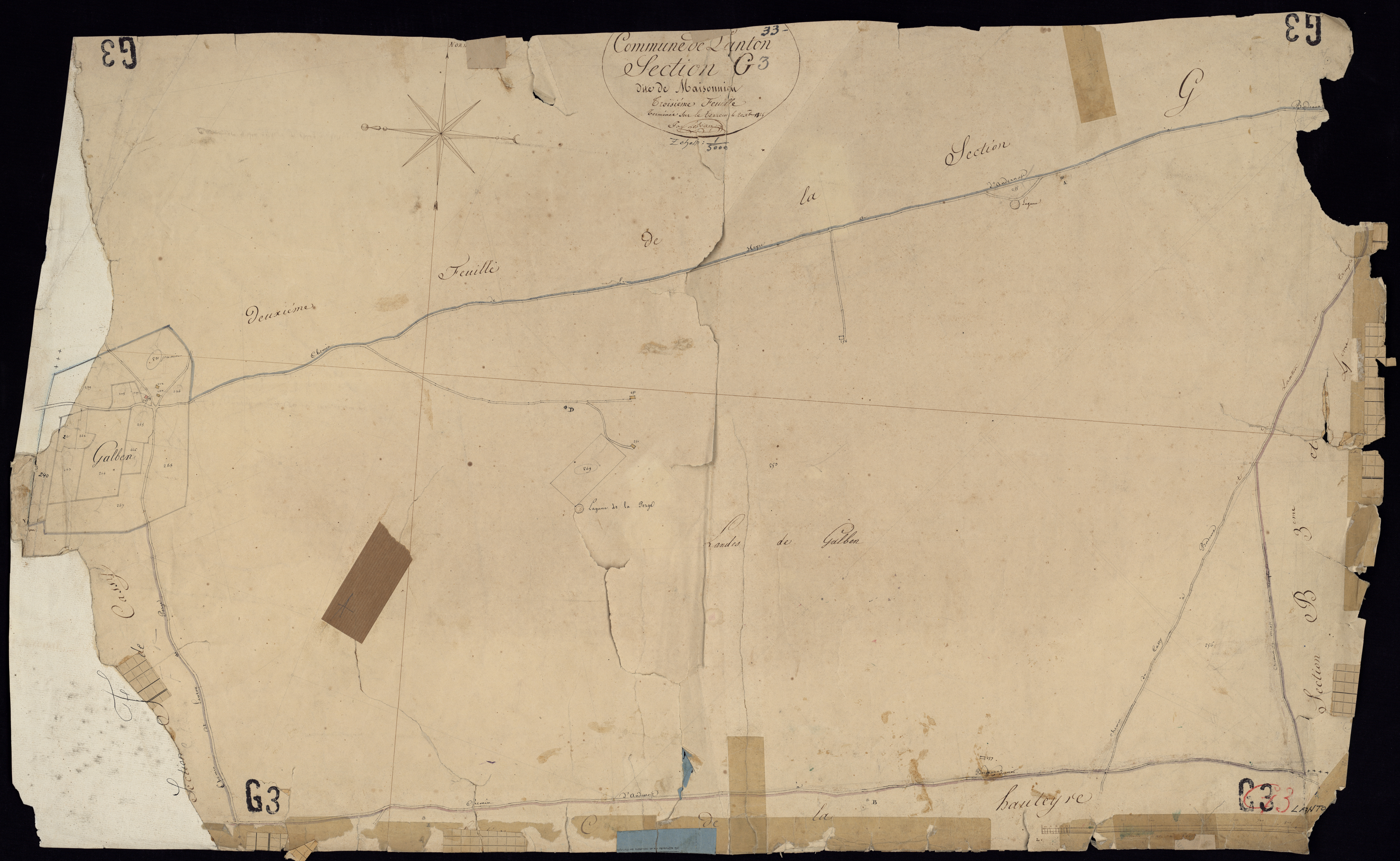 Lanton - -Section G feuille 3 : Maisonnieu
