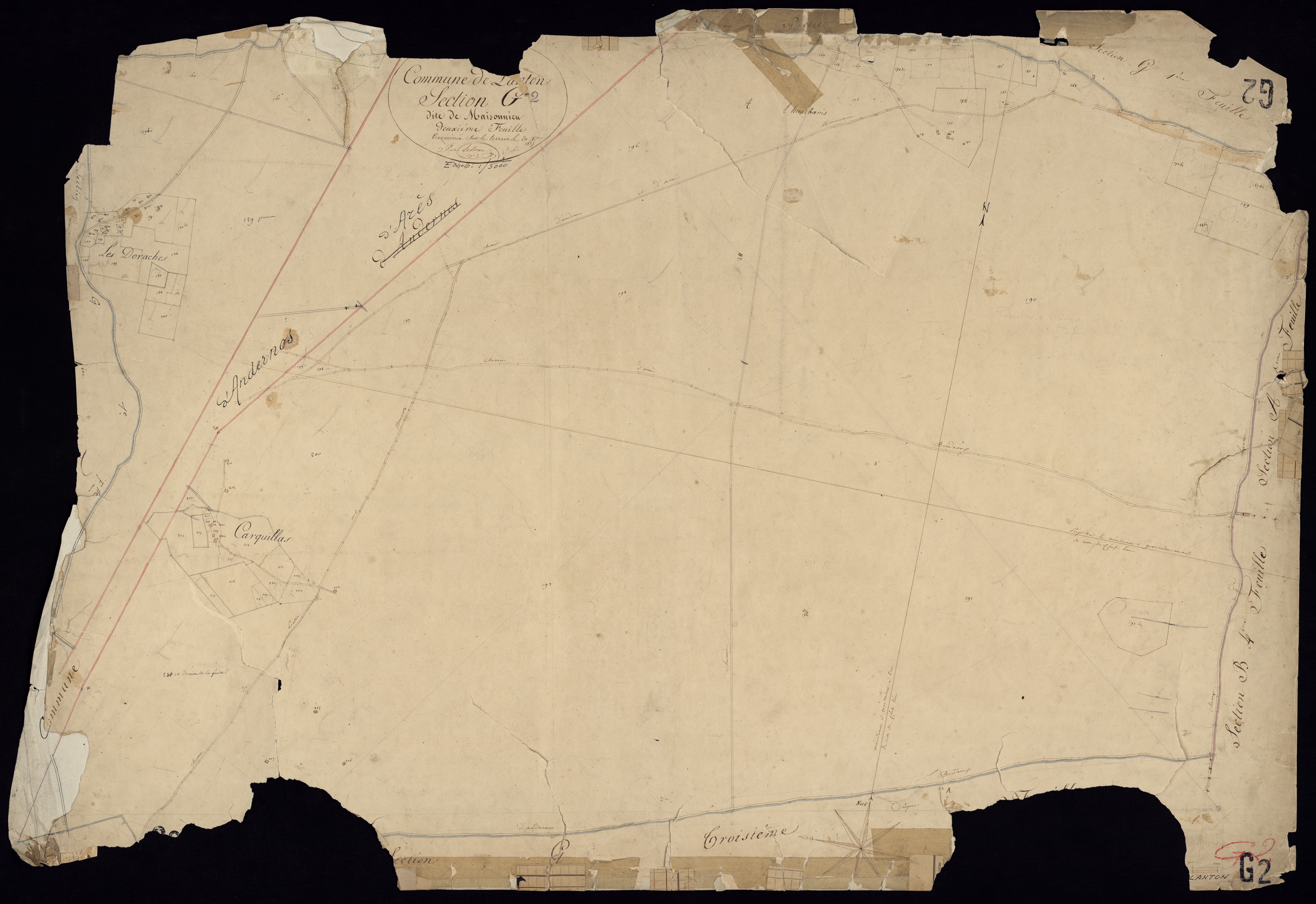 Lanton - -Section G feuille 2 : Maisonnieu