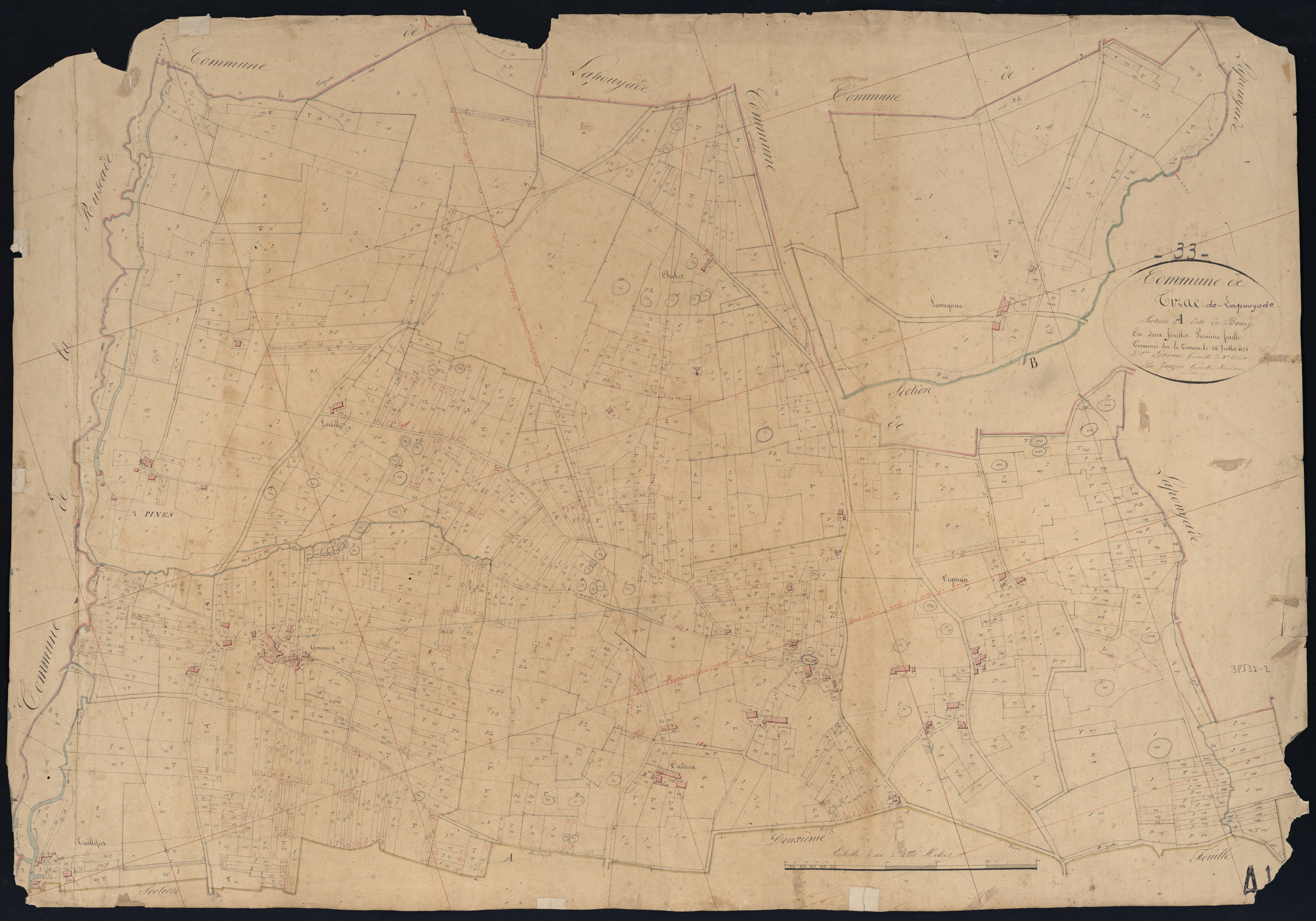 Lapouyade - -Section A feuille 1 : Le Bourg