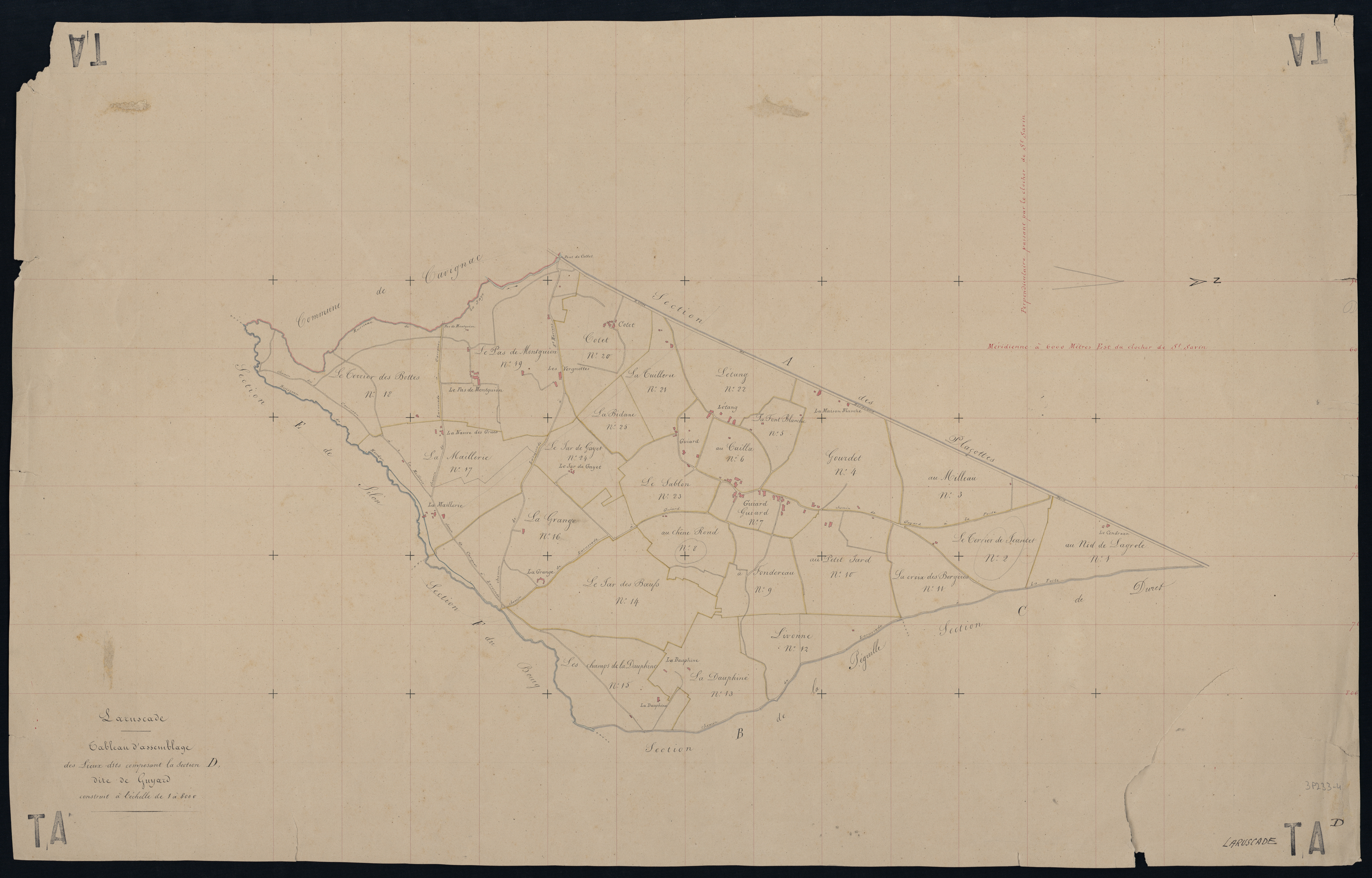 Laruscade - -Tableau d'assemblage section D : Guiard