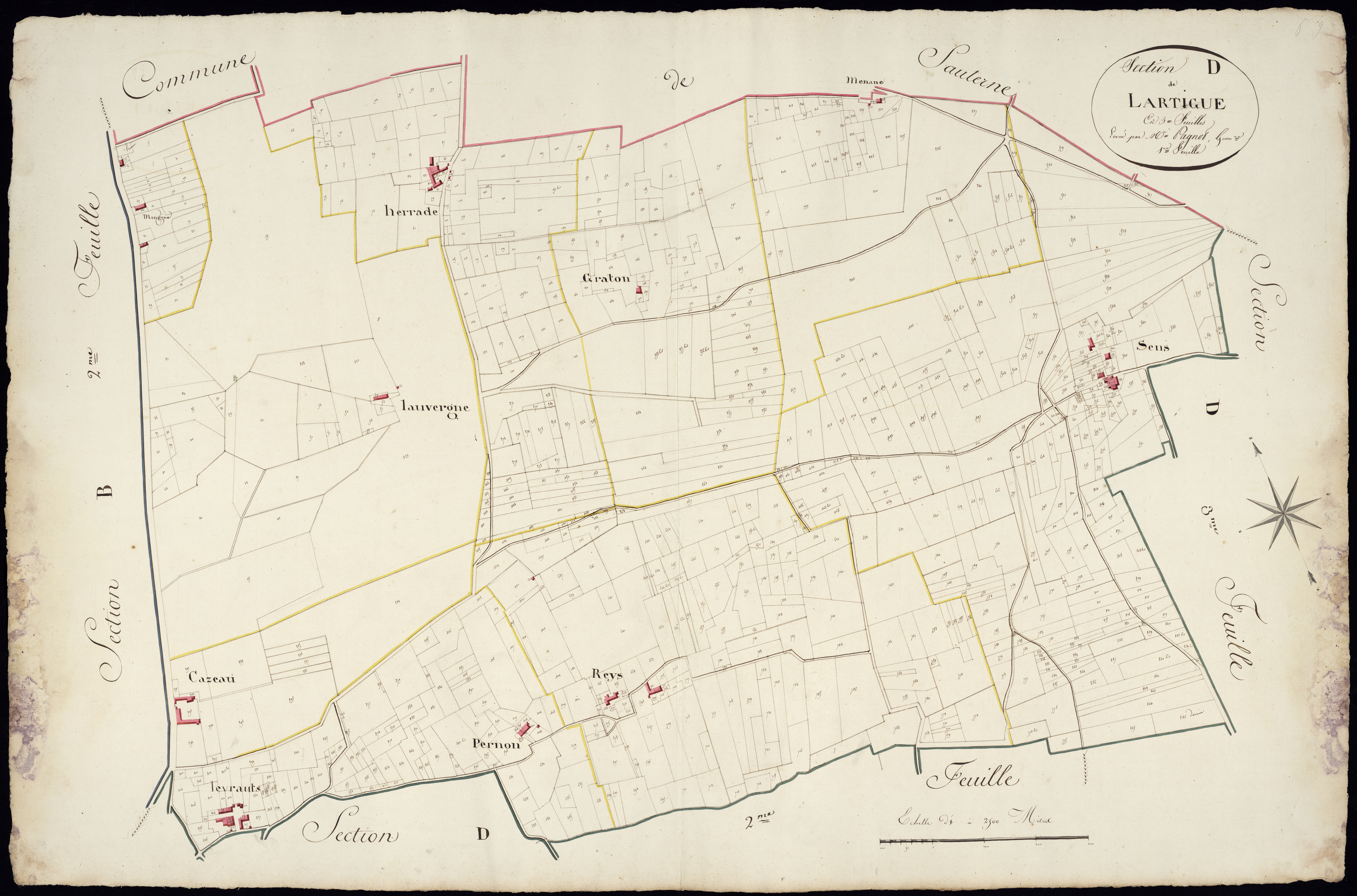 Léogeats - -Section D feuille 1 : Lartigue