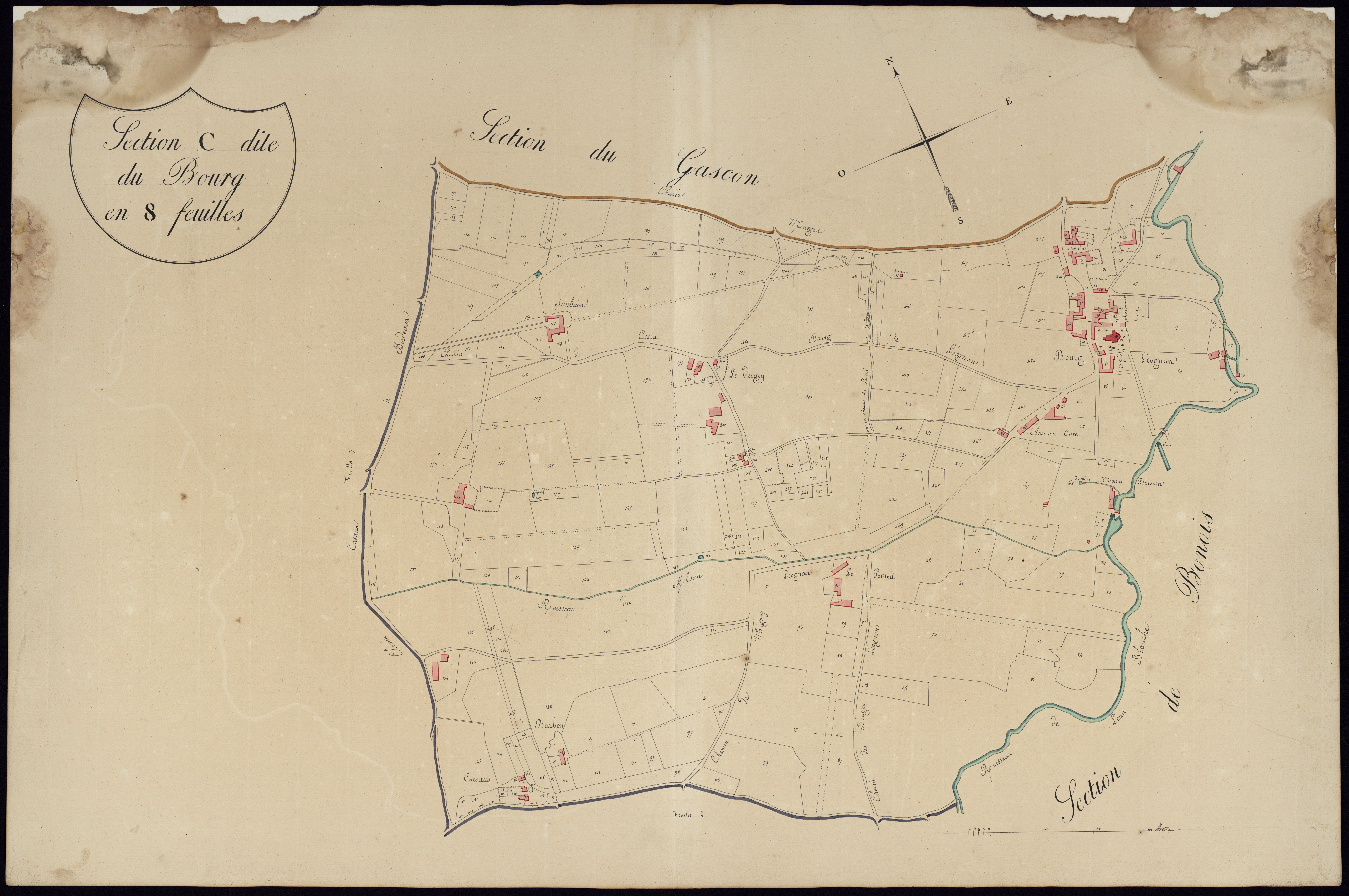 Léognan - -Section C feuille 1 : Le Bourg