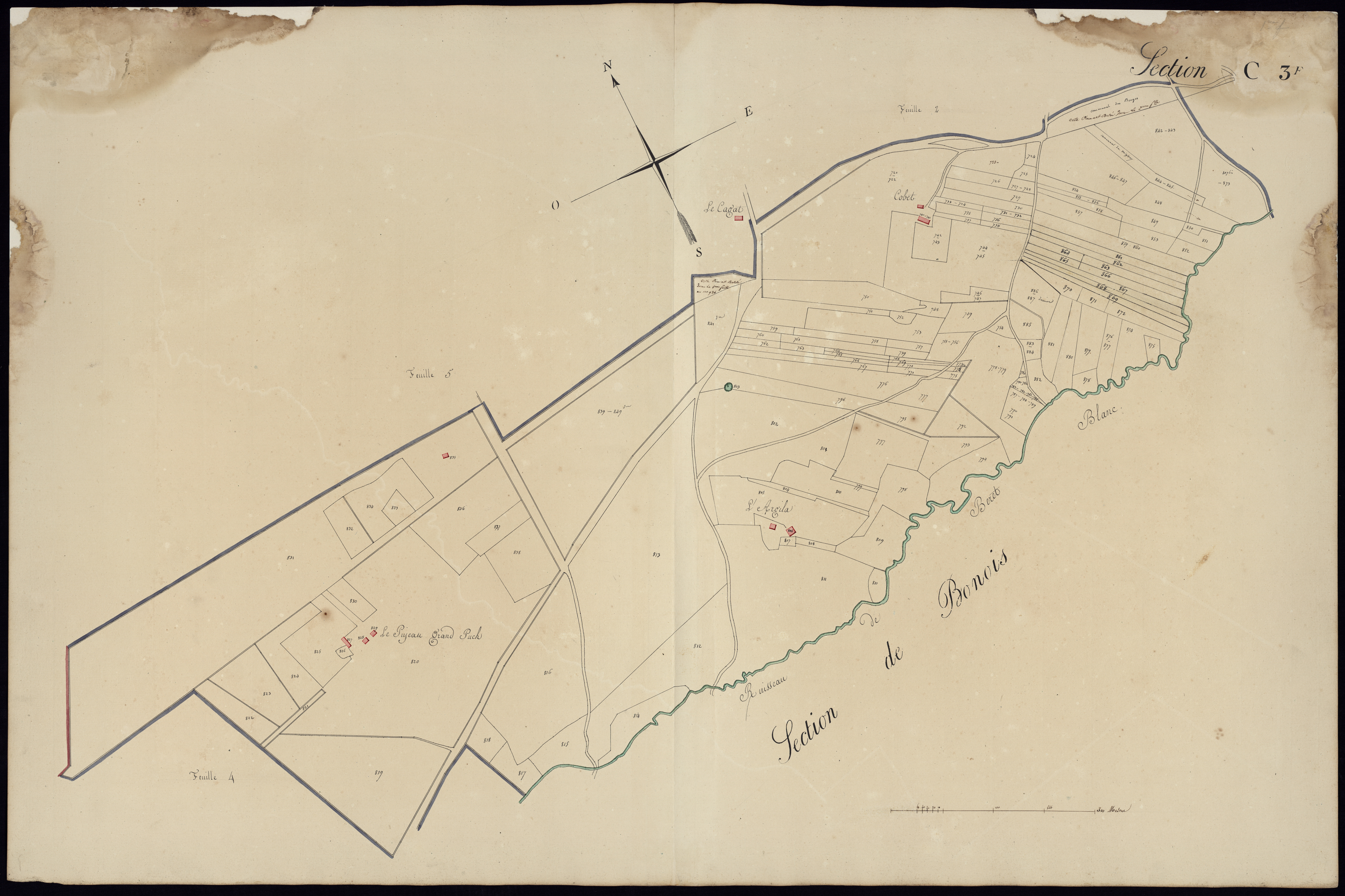 Léognan - -Section C feuille 3 : Le Bourg