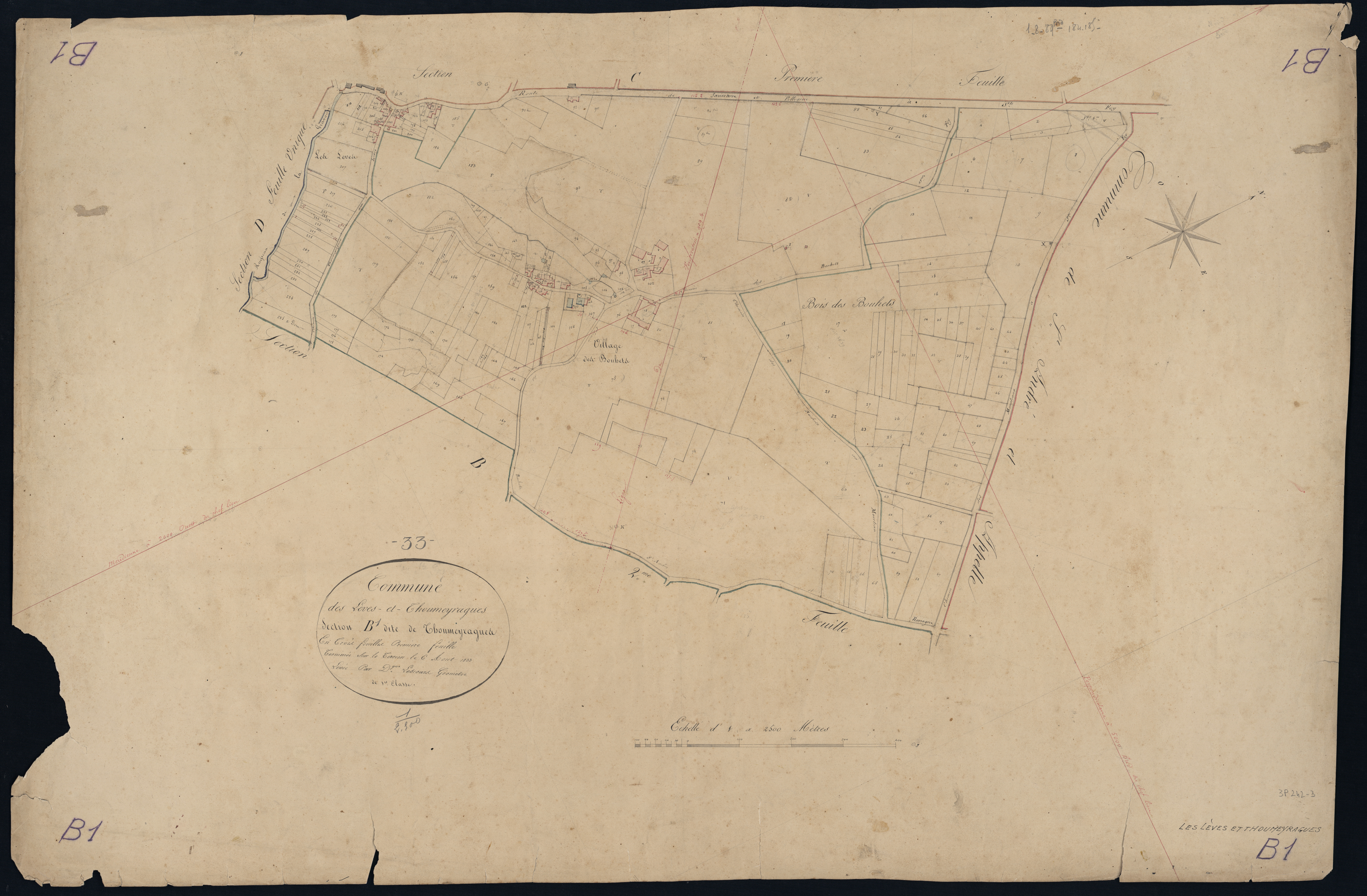 Lèves-et-Thoumeyragues - -Section B feuille 1 : Thoumeyragues