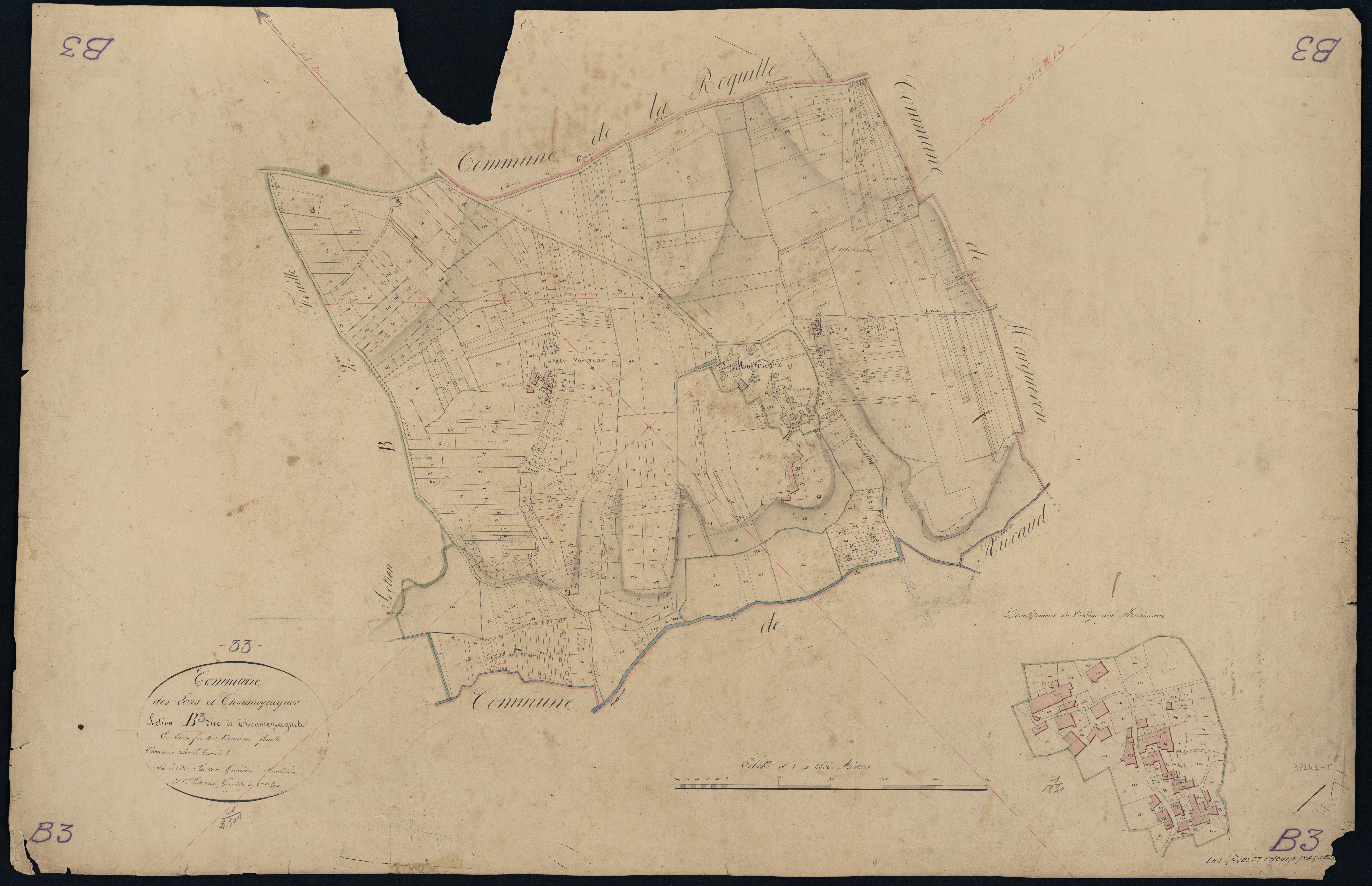 Lèves-et-Thoumeyragues - -Section B feuille 3 : Thoumeyragues