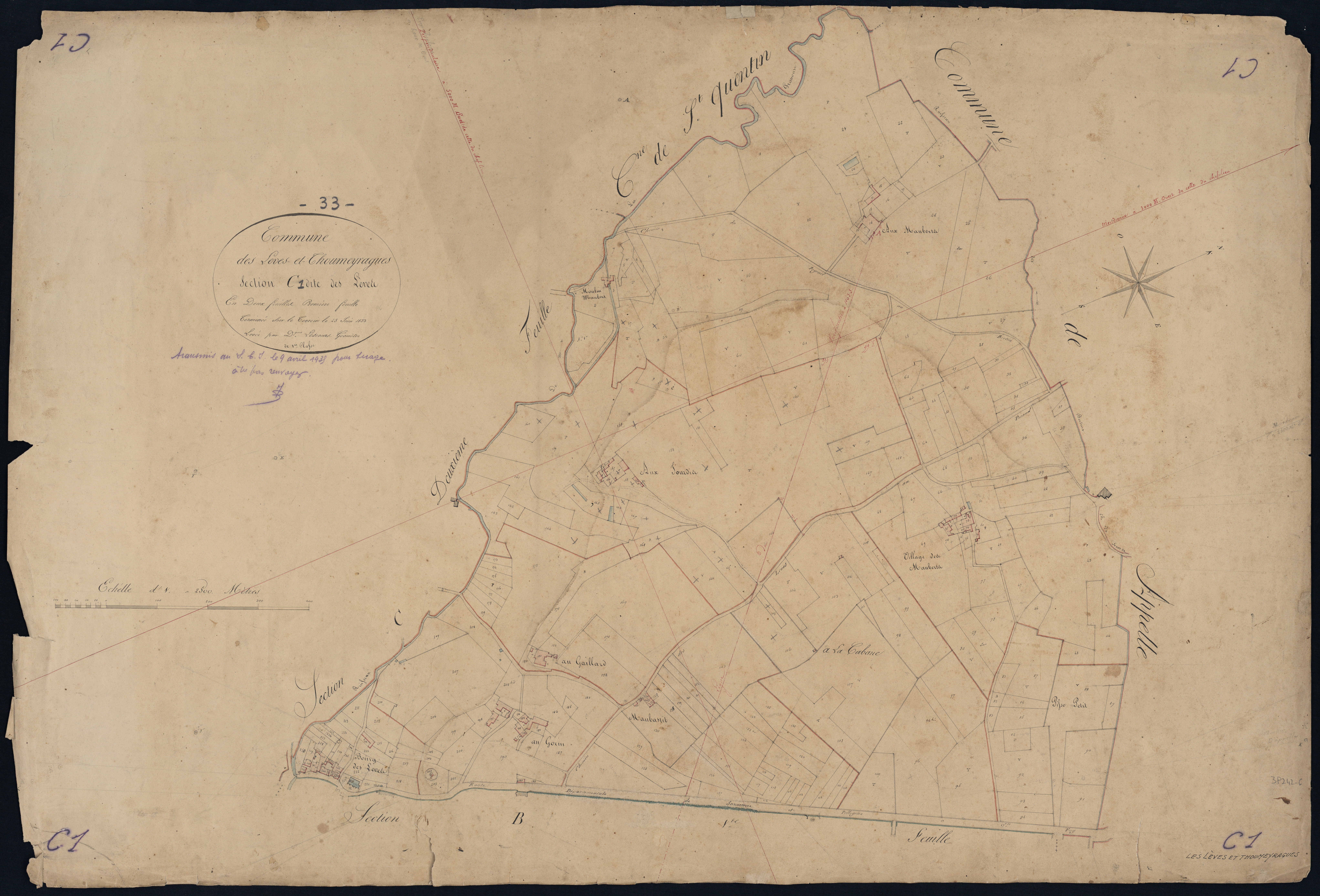 Lèves-et-Thoumeyragues - -Section C feuille 1 : Les Lèves