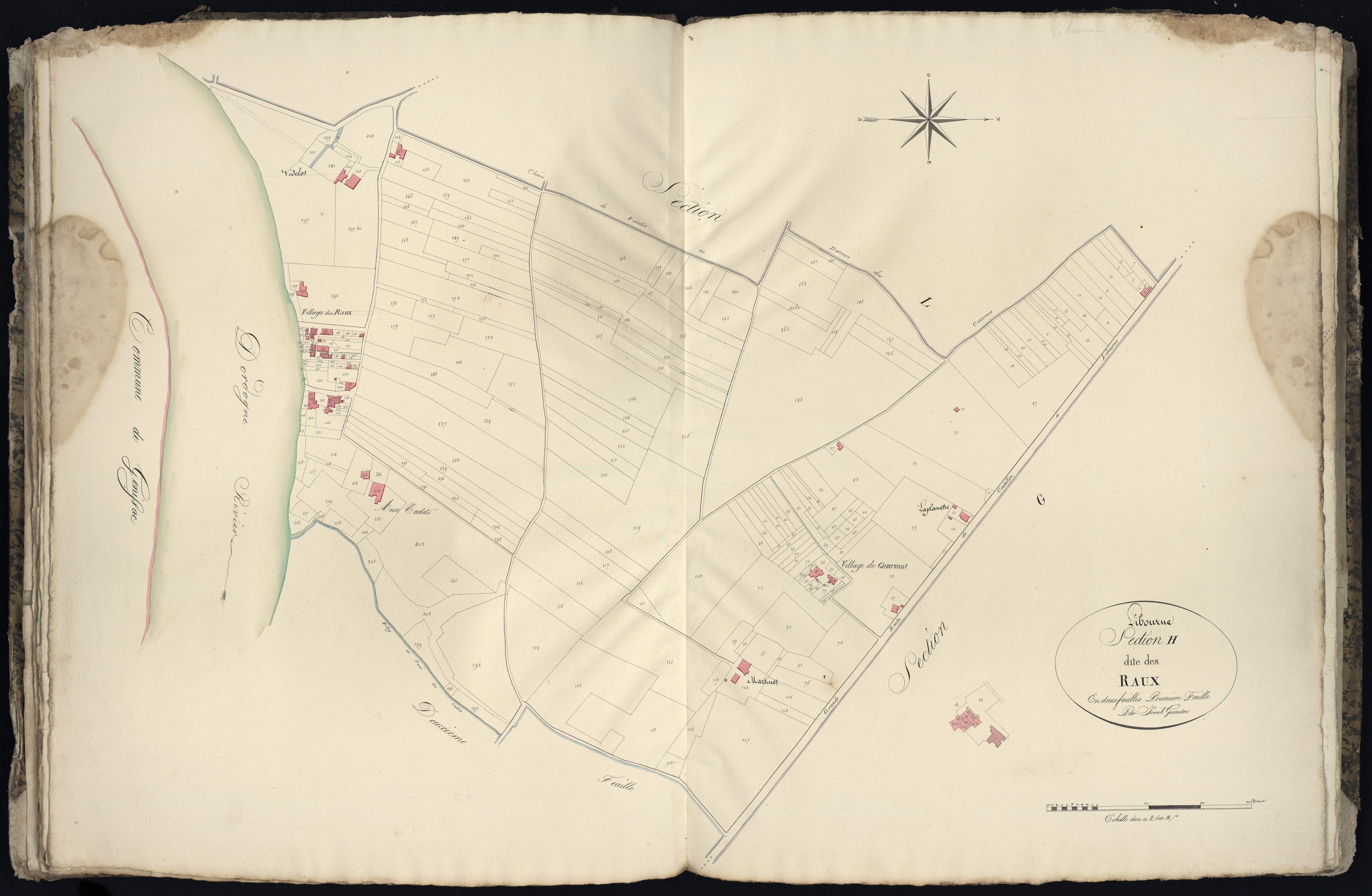 Libourne - -Section H feuille 1 : Les Raux