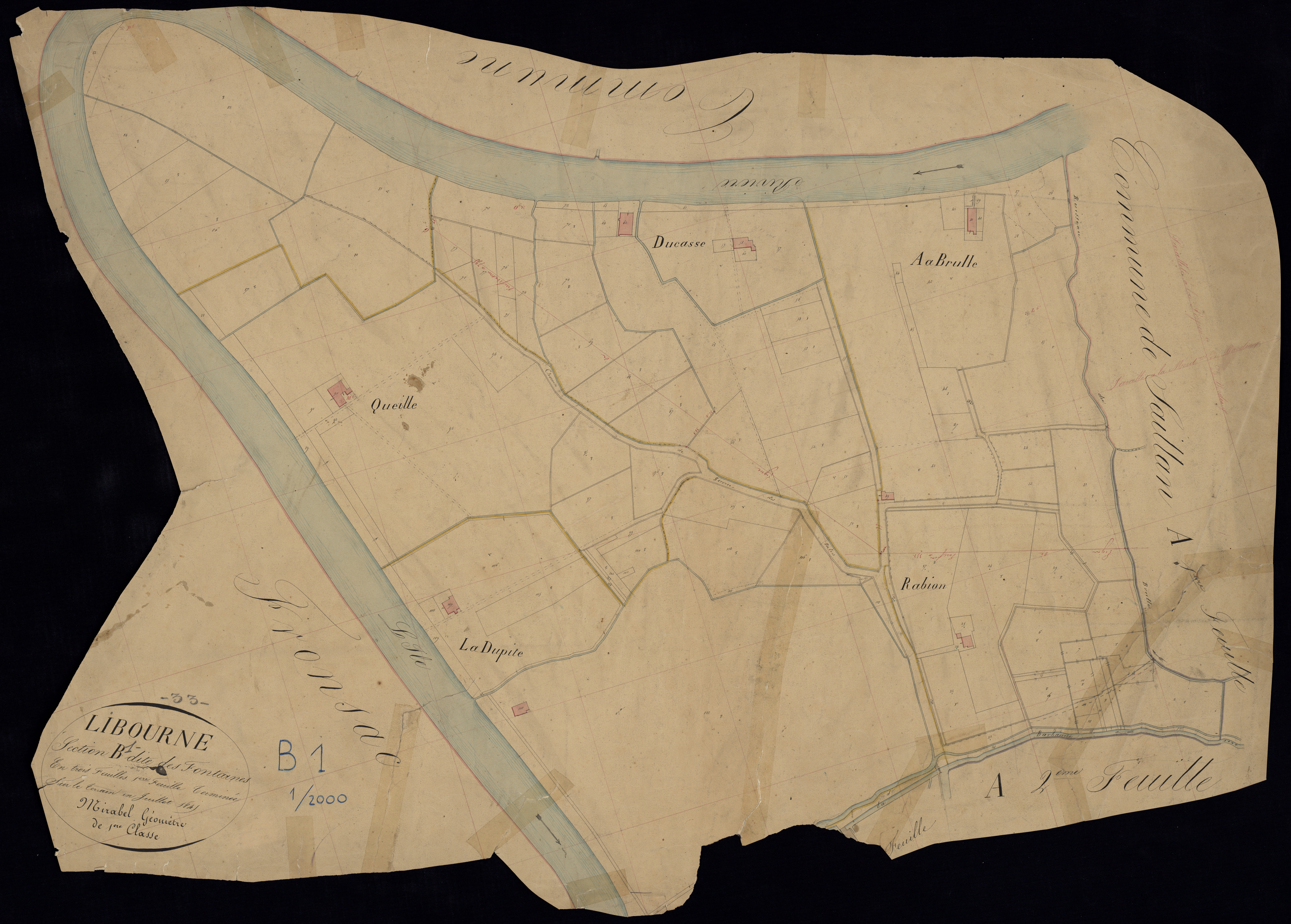Libourne - -Section B feuille 1 : Les Fontaines