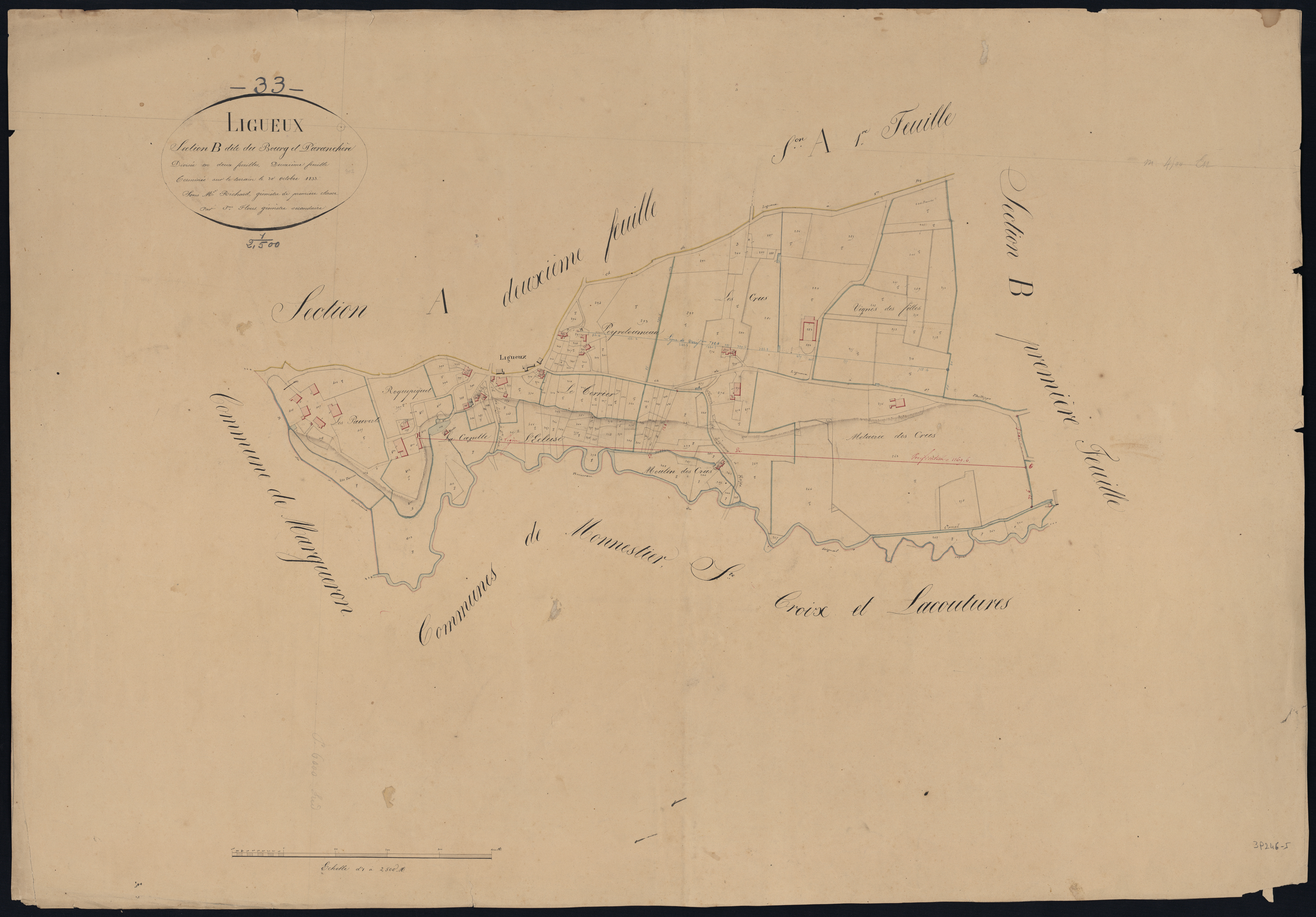 Ligueux - -Section B feuille 2 : Le Bourg et Paranchère