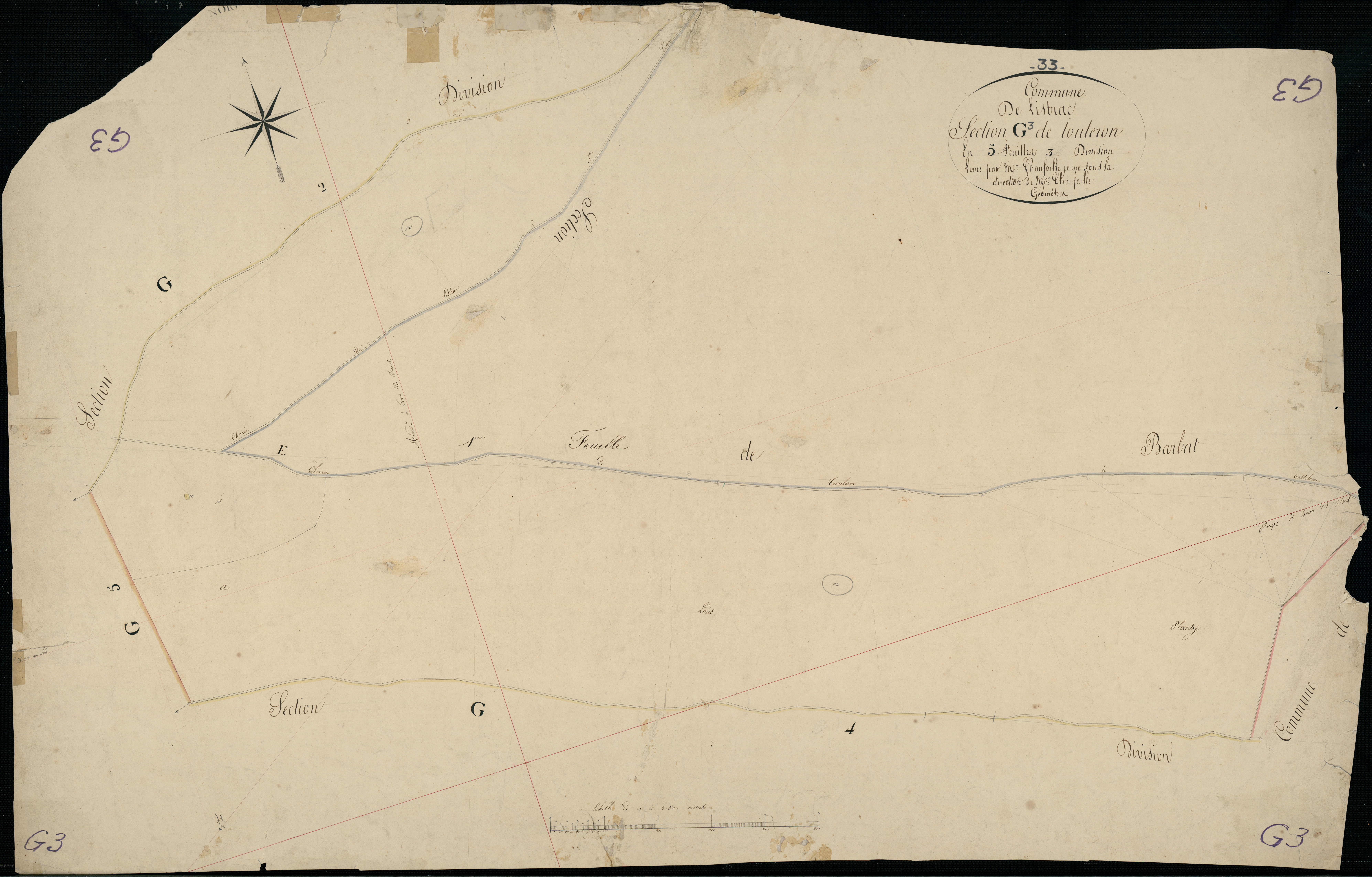 Listrac-Médoc - -Section G feuille 3 : Touleron