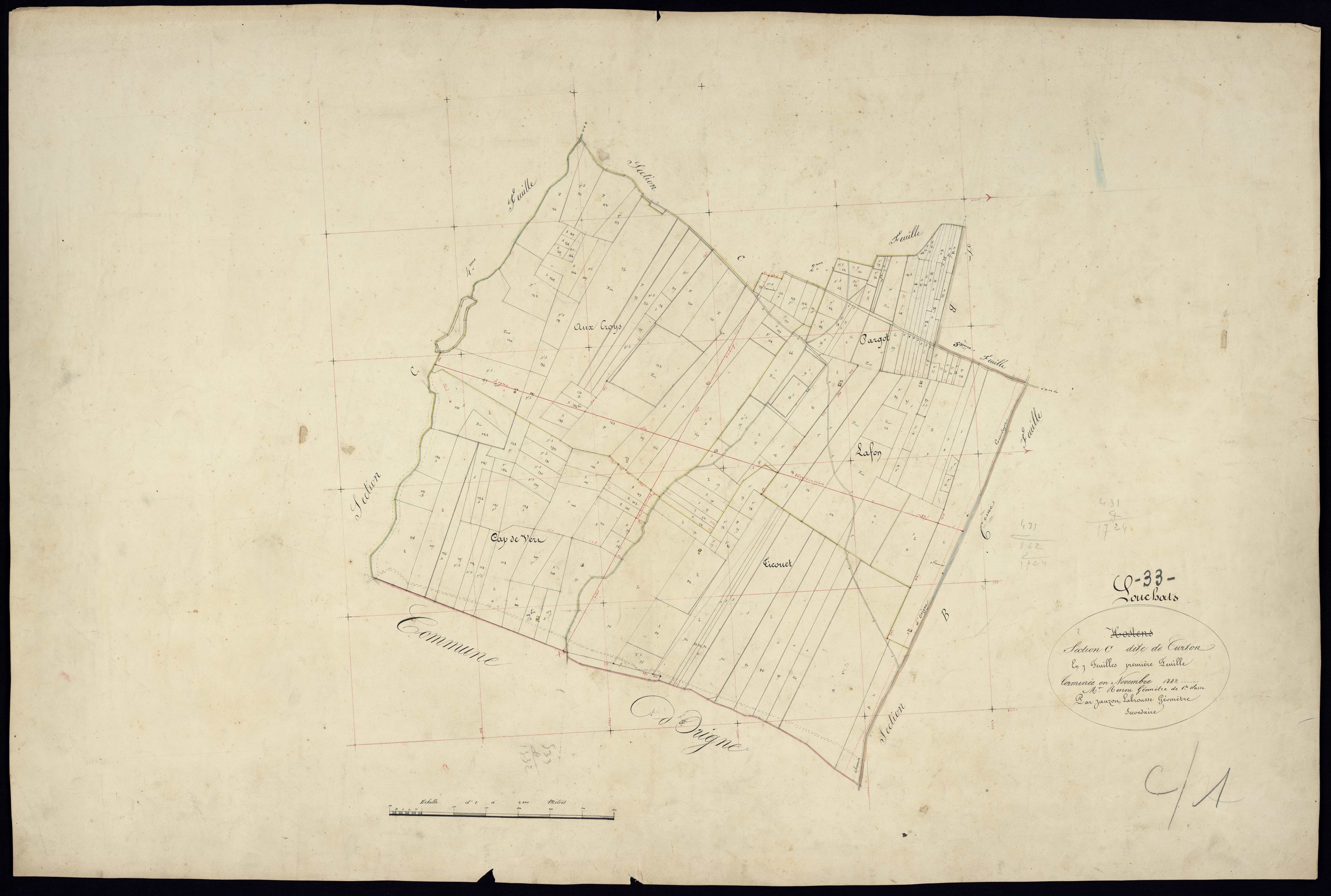 Louchats - -Section C feuille 1 : Curton