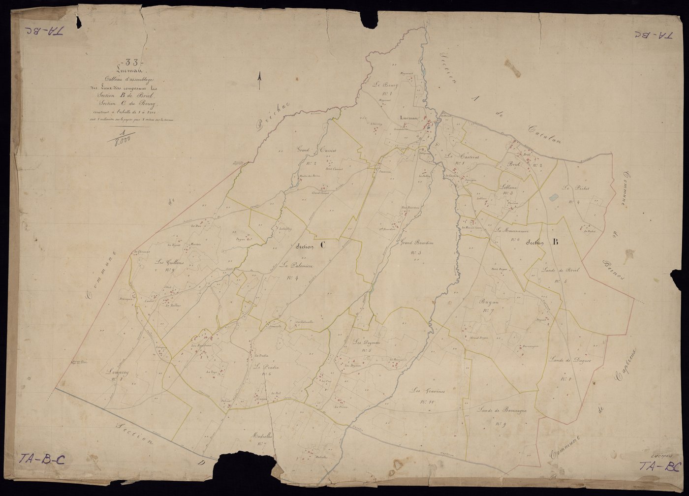 Lucmau - -Tableau d'assemblage sections B et C :