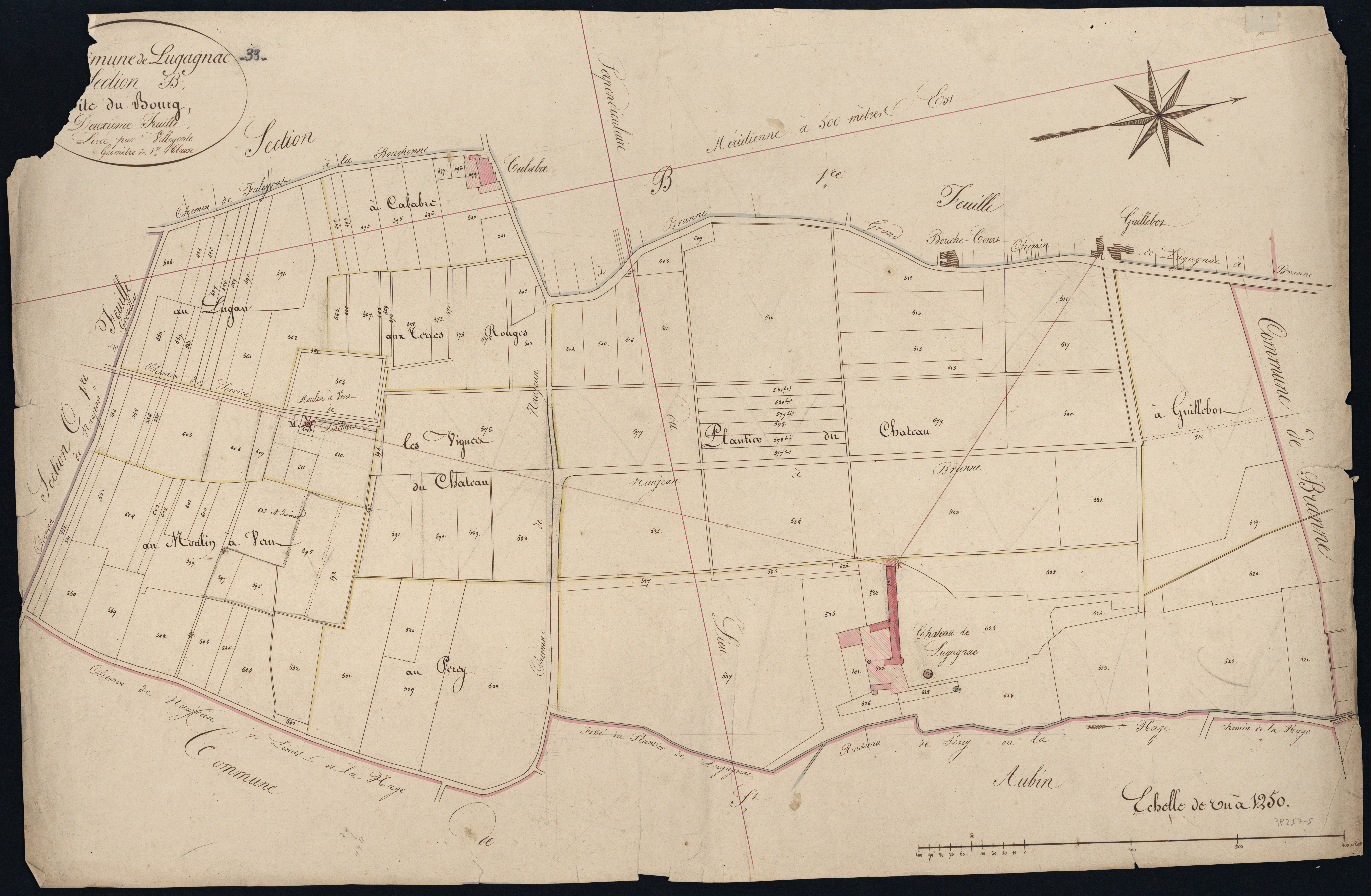Lugaignac - -Section B feuille 2 : Le Bourg
