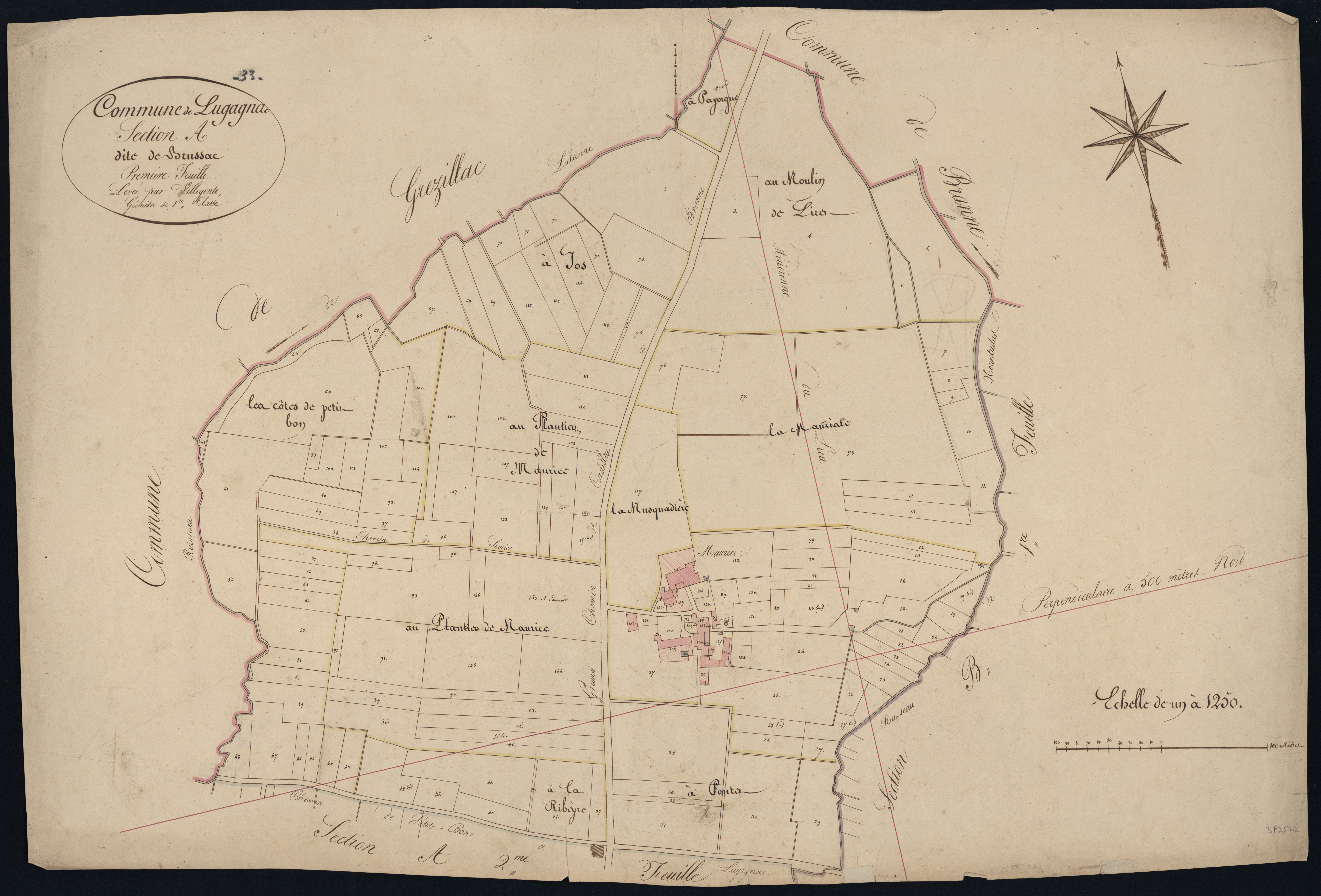 Lugaignac - -Section A feuille 1 : Brussac