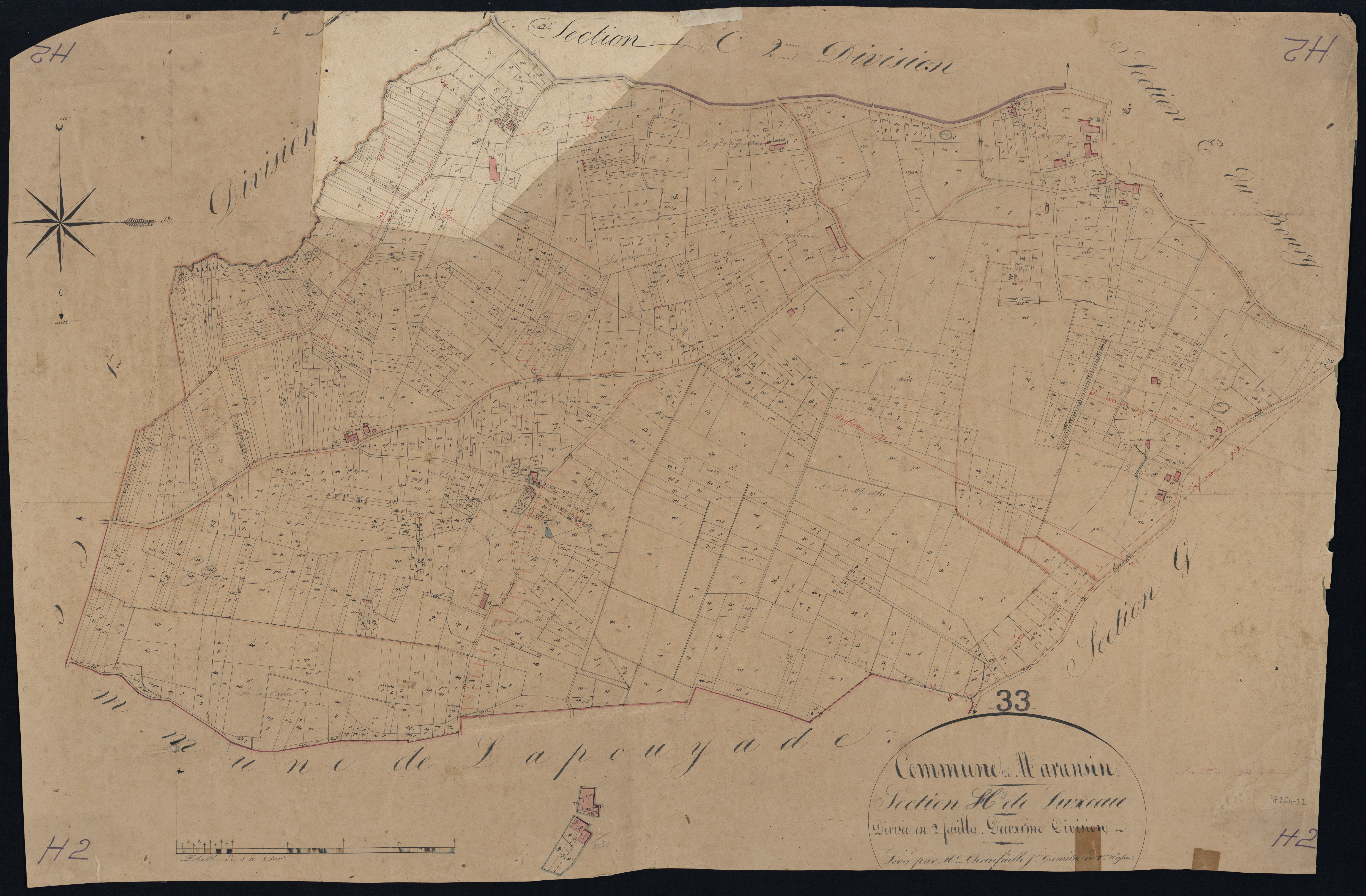 Maransin - -Section H feuille 2 : Luxeau