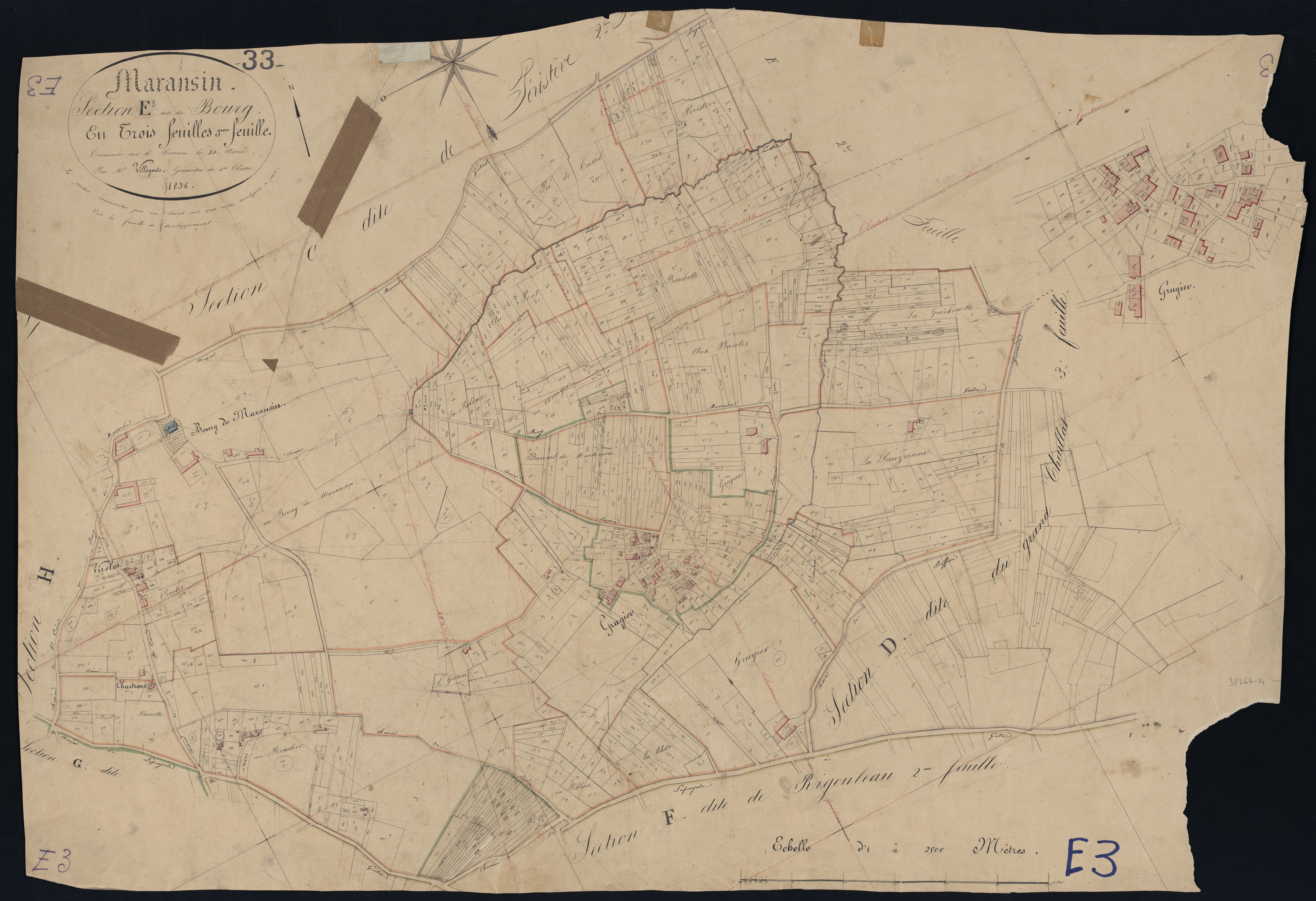Maransin - -Section E feuille 3 : Le Bourg