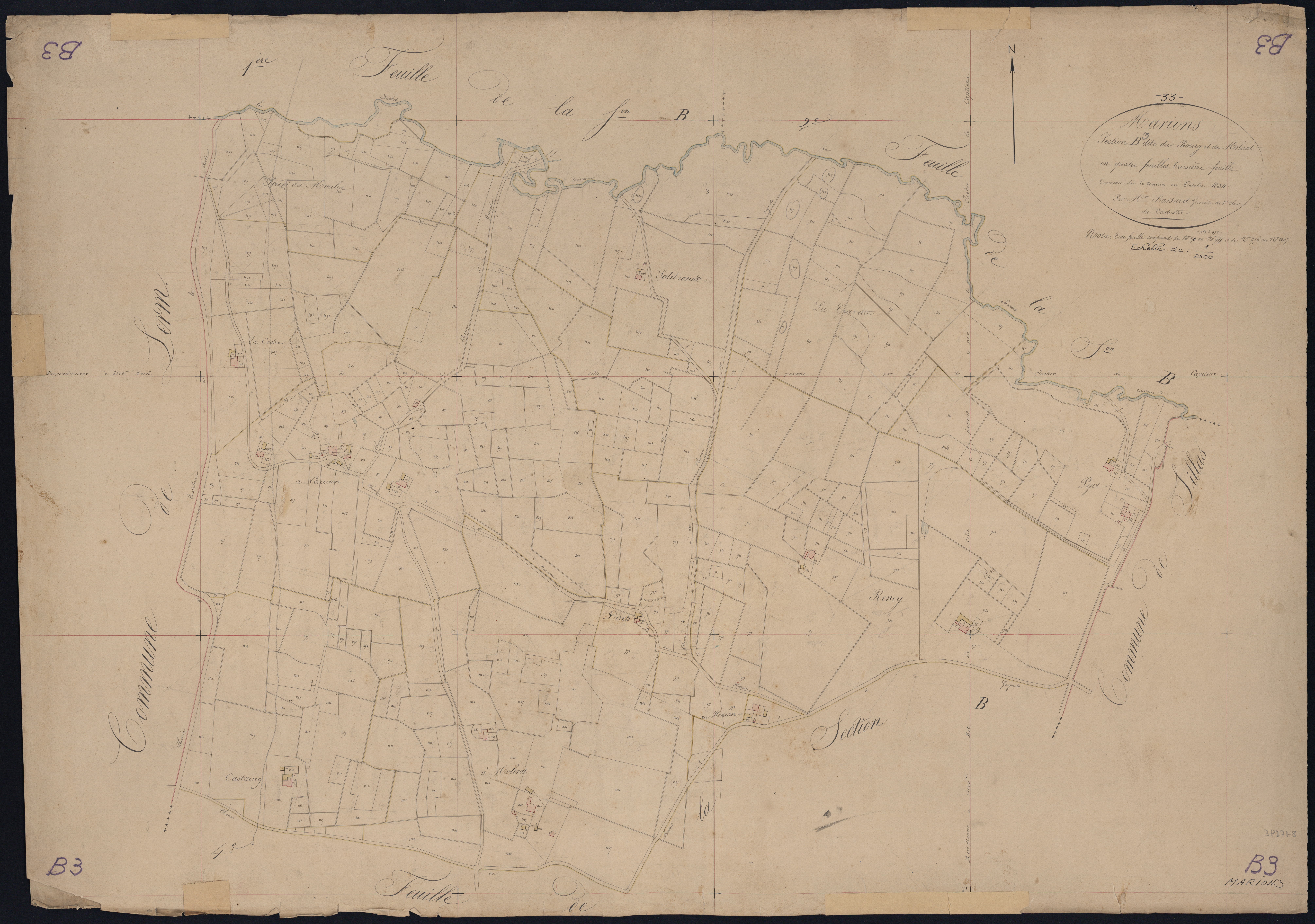 Marions - -Section B feuille 3 : Le Bourg et Molirat