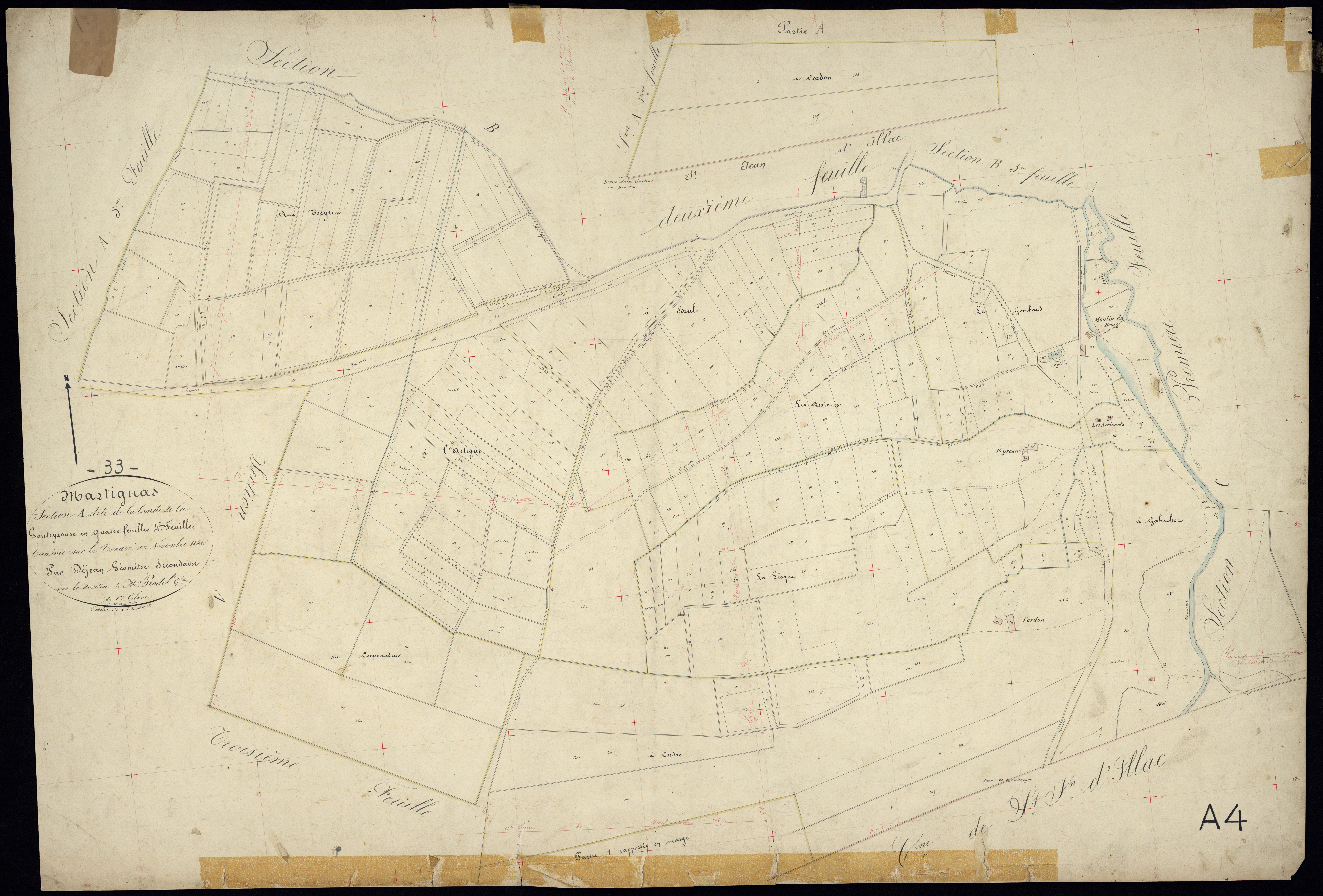 Martignas-sur-Jalle - -Section A feuille 4 : La Lande-de-la-Gouteyrouse