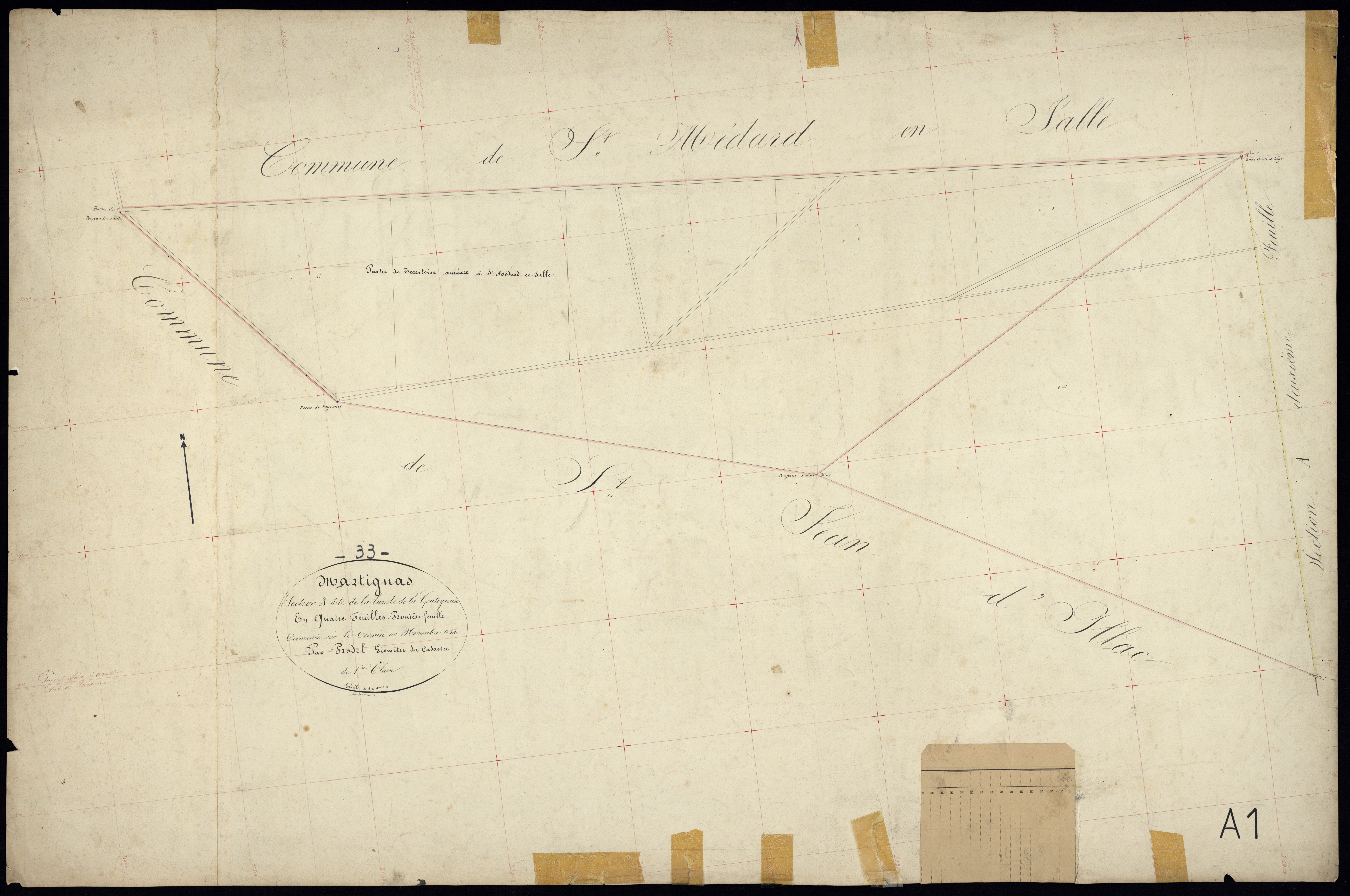 Martignas-sur-Jalle - -Section A feuille 1 : La Lande-de-la-Gouteyrouse