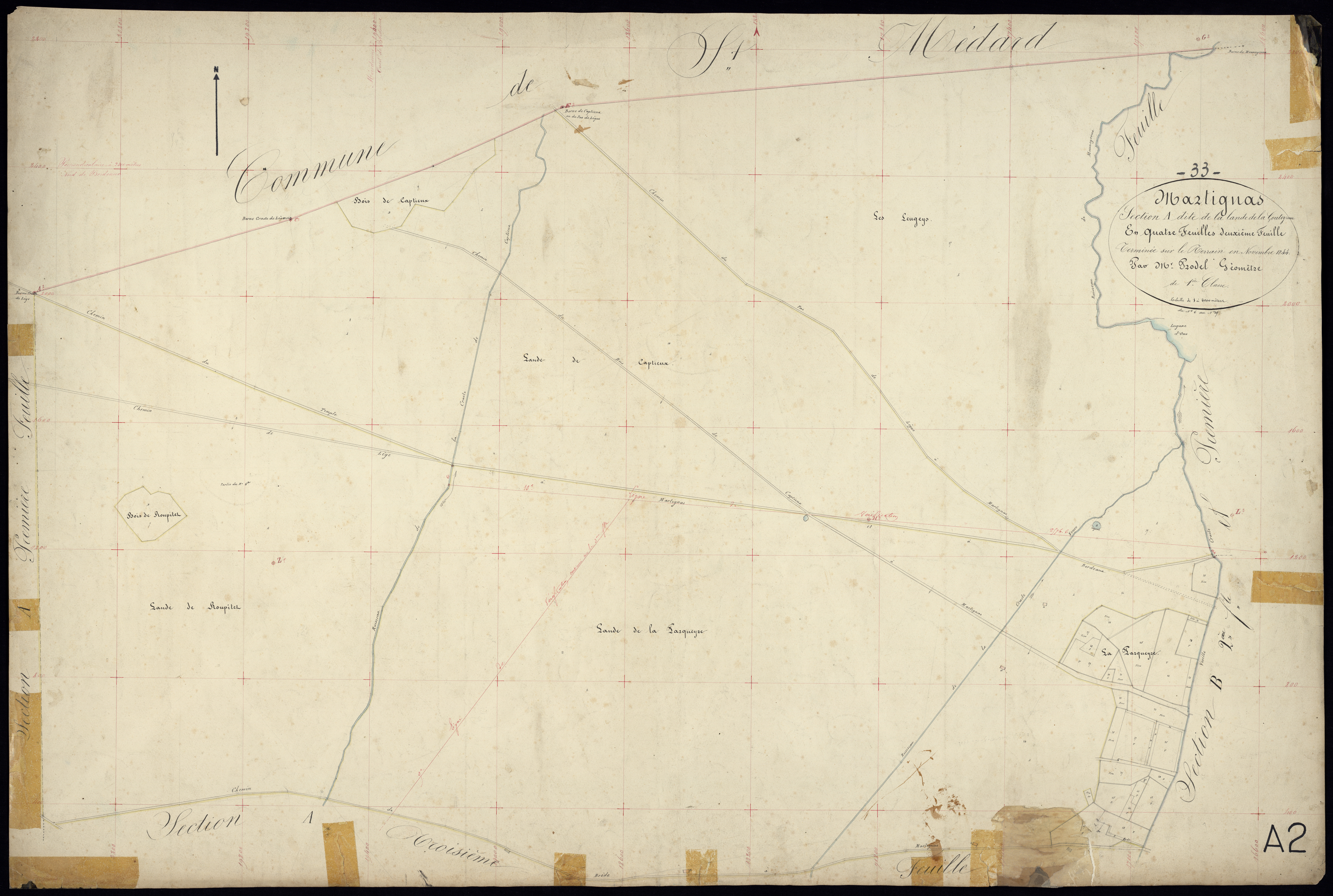 Martignas-sur-Jalle - -Section A feuille 2 : La Lande-de-la-Gouteyrouse
