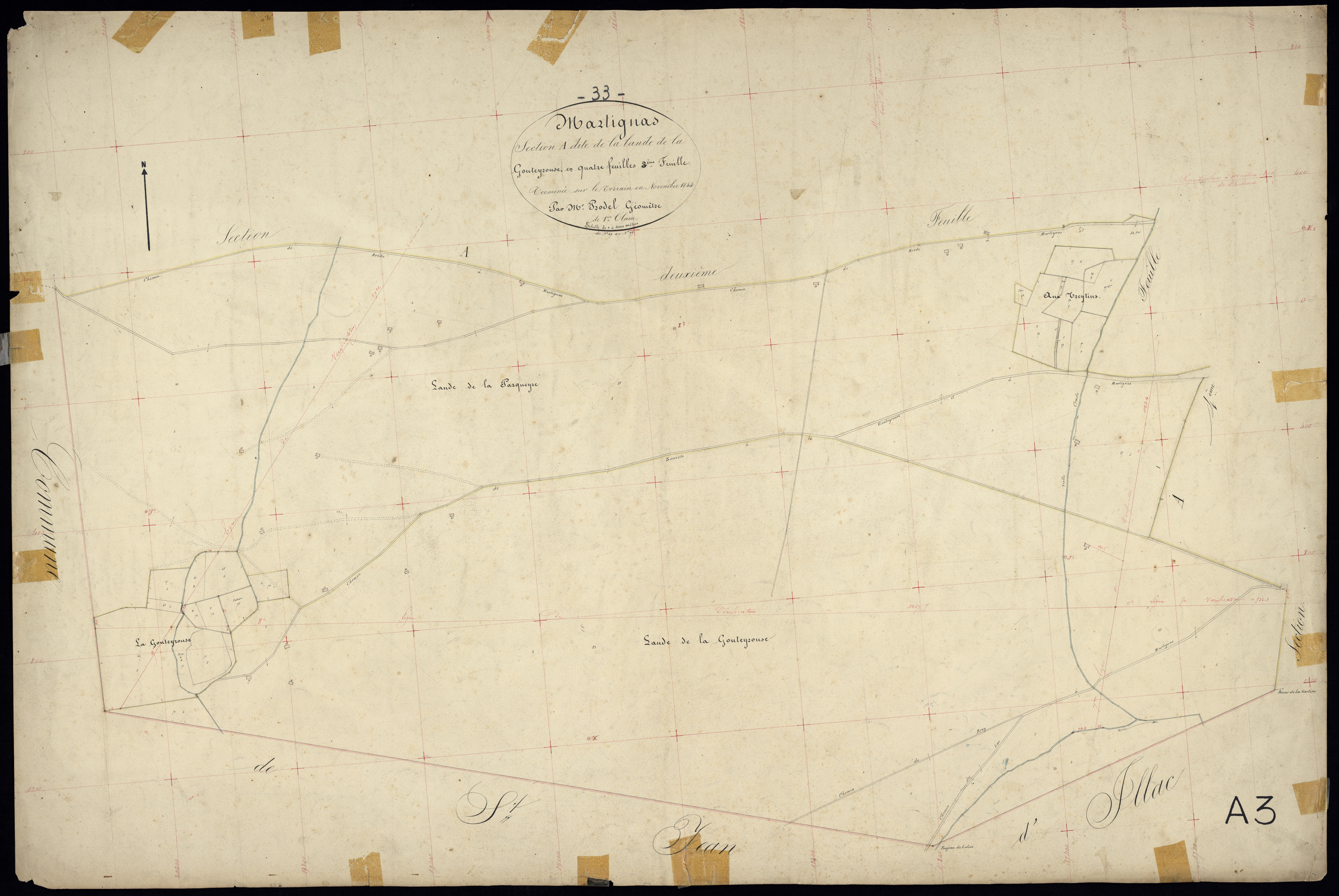 Martignas-sur-Jalle - -Section A feuille 3 : La Lande-de-la-Gouteyrouse