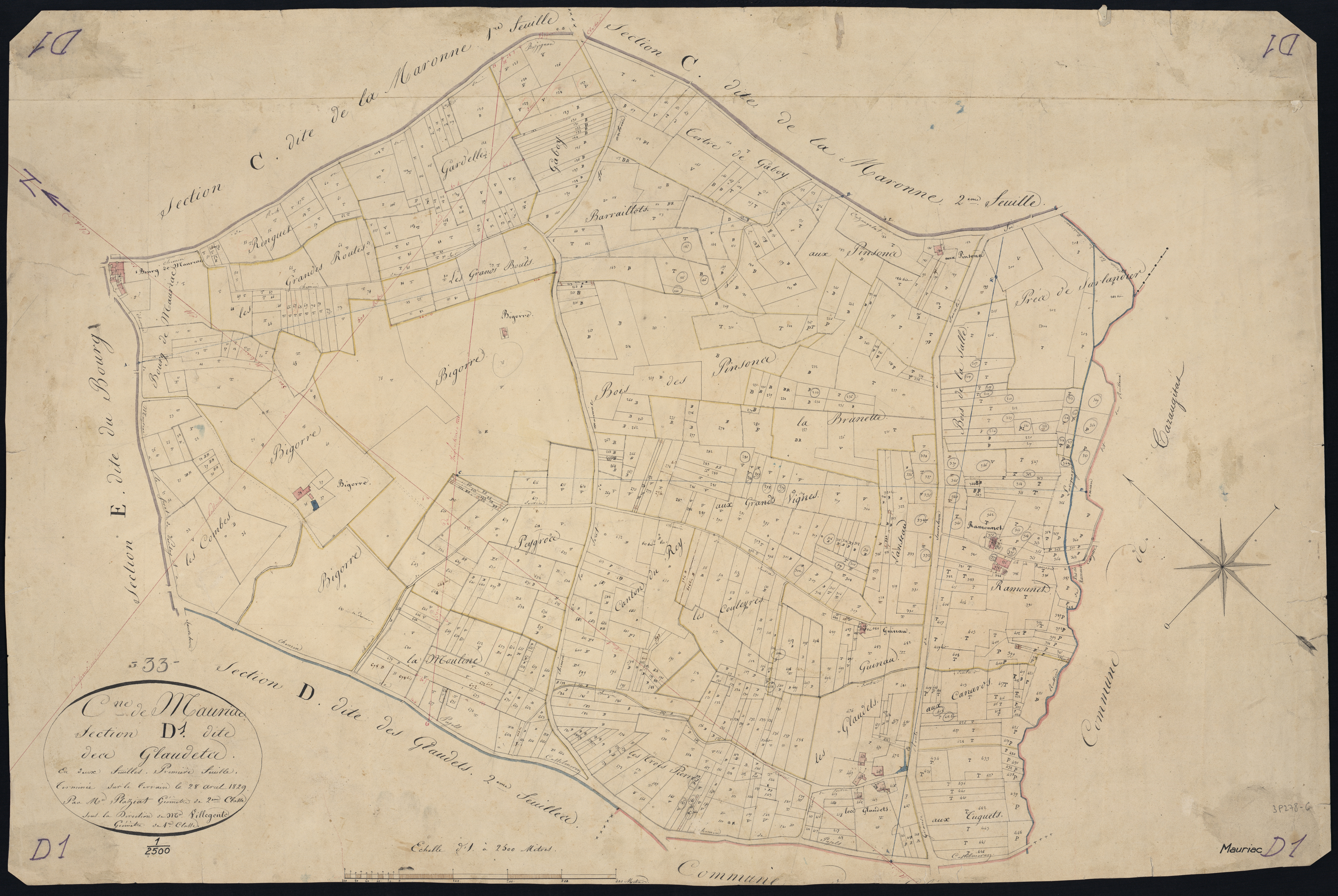 Mauriac - -Section D feuille 1 : Les Glaudets
