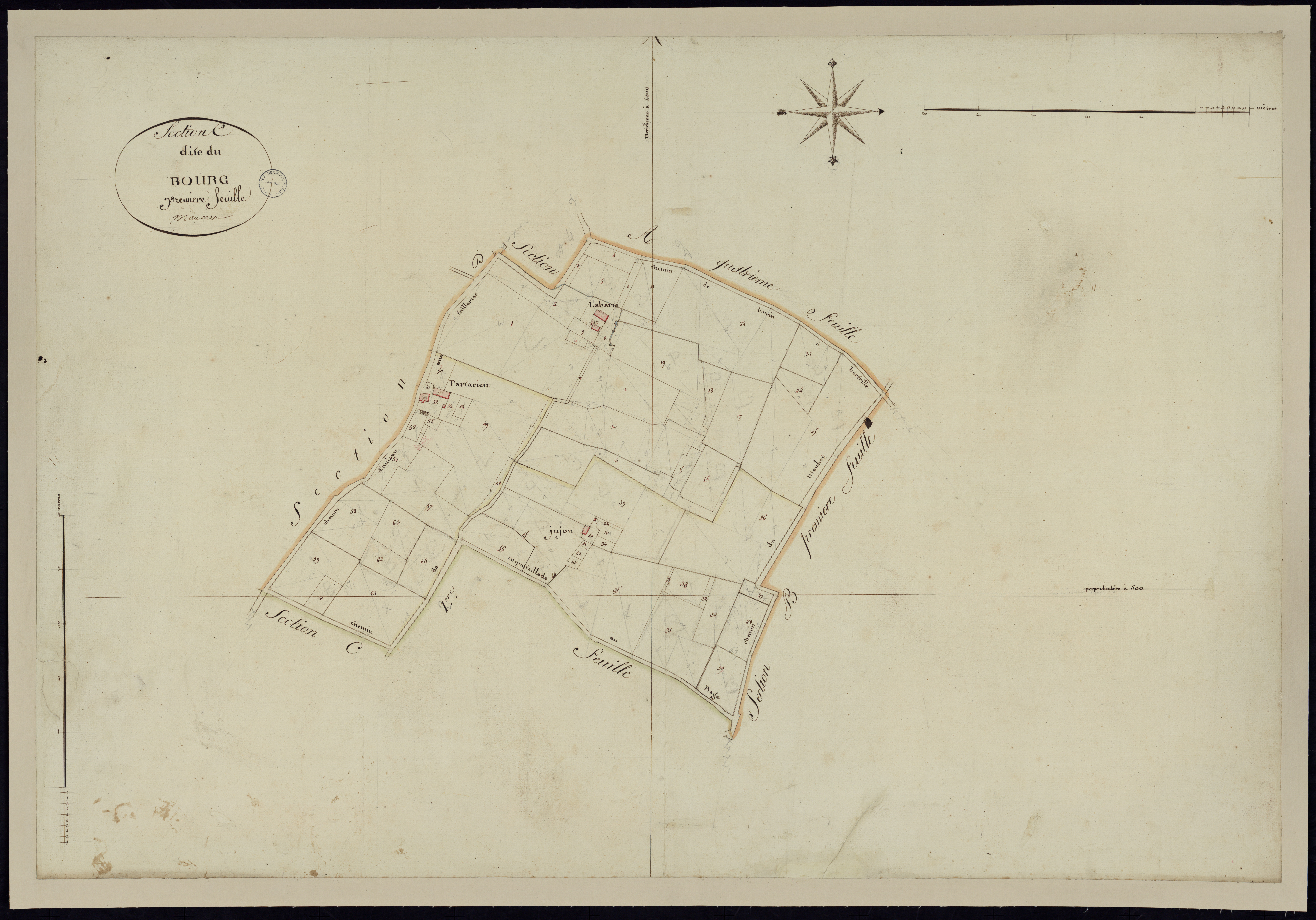 Mazères - -Section C feuille 1 : Le Bourg